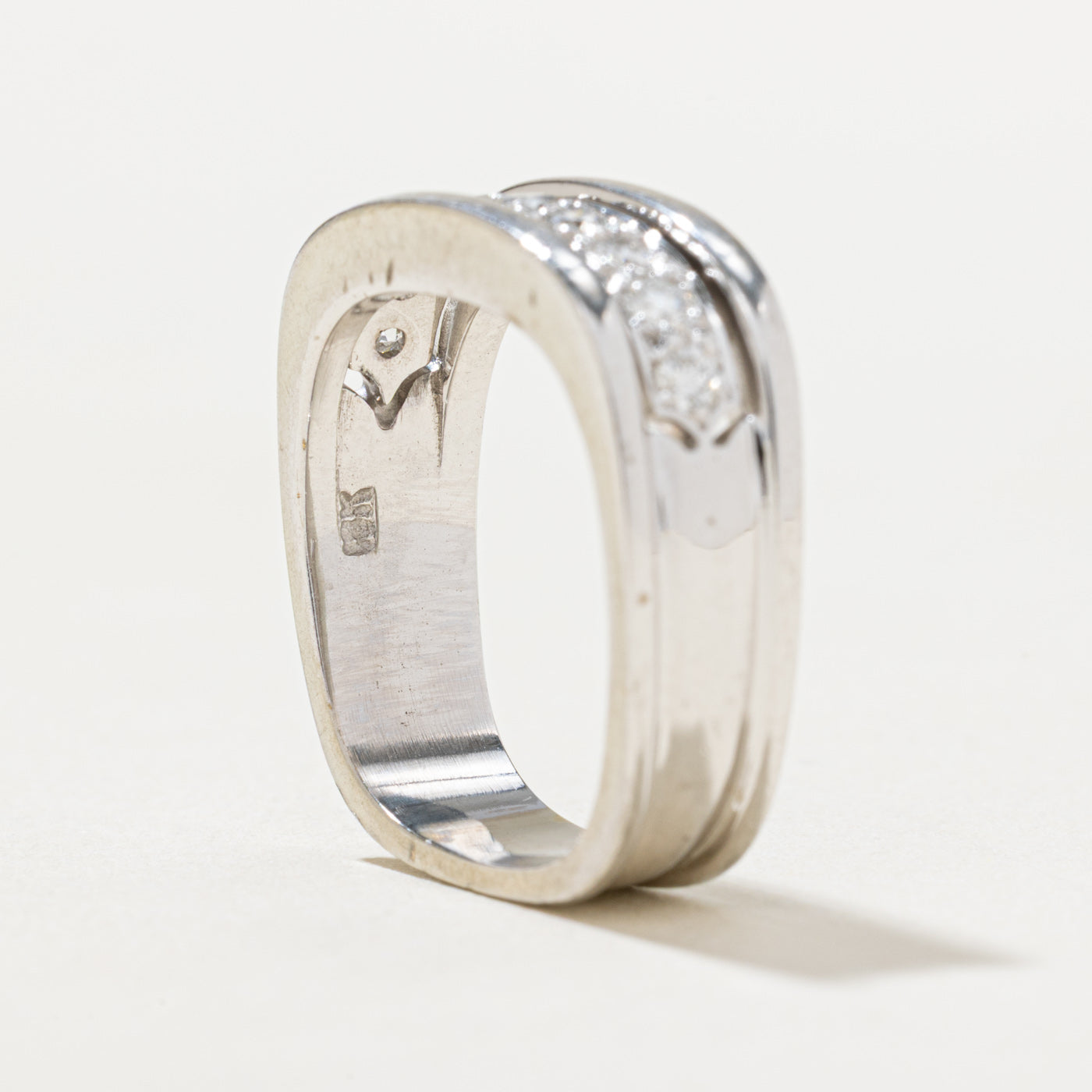 0.27ctw Soft Square Semi Eternity Diamond Wedding Band Ring - Size 4.75 | Elegant Stackable Ring for Bridal, Anniversary & Everyday Jewelry