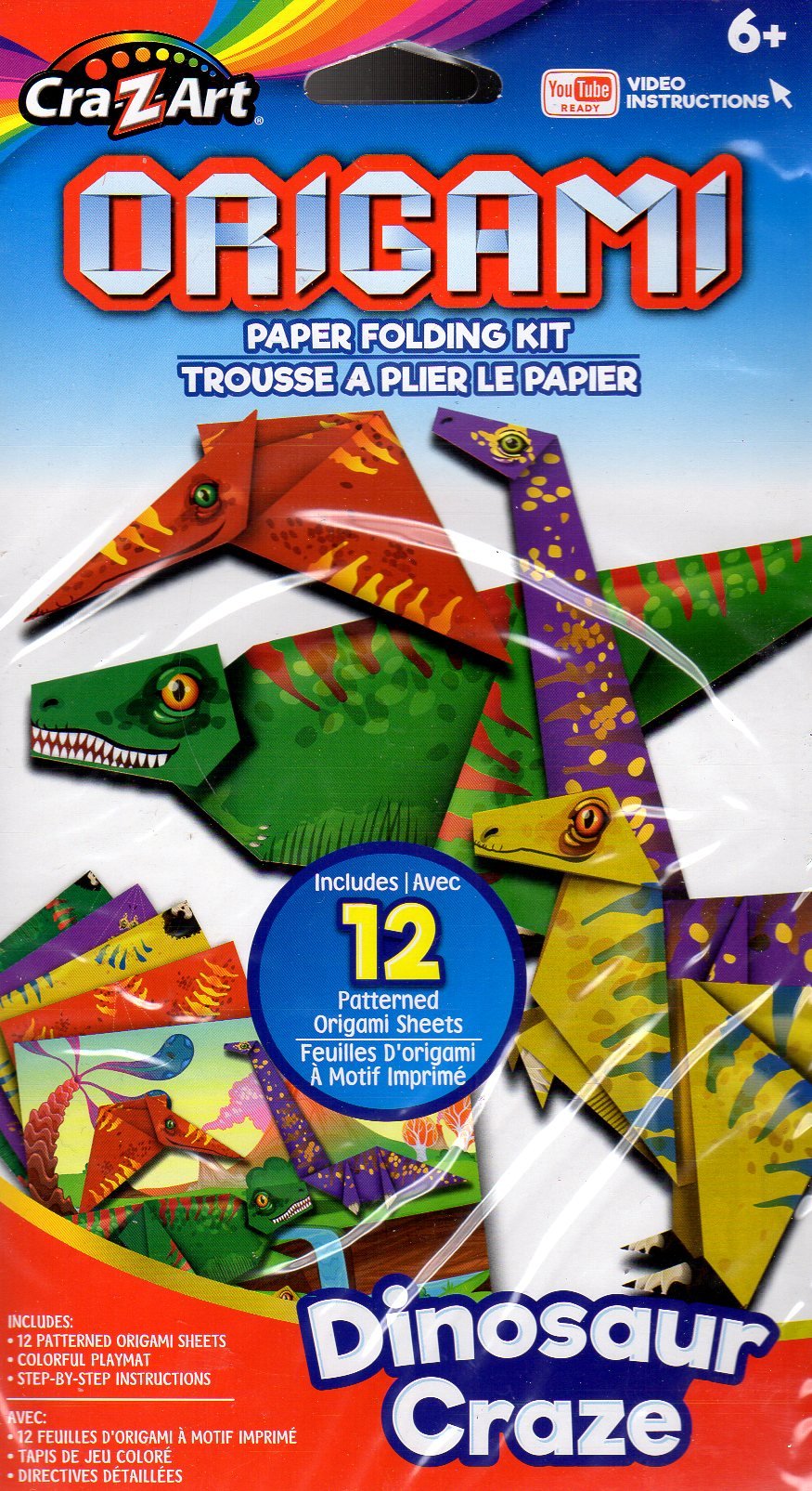 Beginners Origami Paper Folding Kit with Step-by-Step Video Instructions - Perfect for Dinosaur Lovers | Fun DIY Craft Activity for Kids, Classroom Projects & Creative Gift Ideas