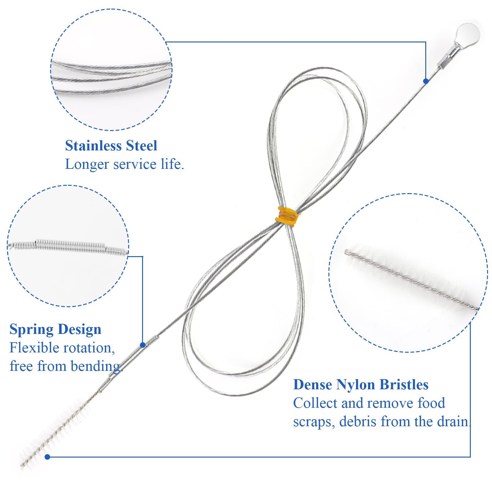 Vaktop 5-Piece Refrigerator Drain Cleaning Kit - Reusable Fridge Drain Hole Brush & Pipe Cleaner Tool Set for Efficient Refrigerator Maintenance - Perfect for Kitchen Appliance Cleaning & Drain Unclogging
