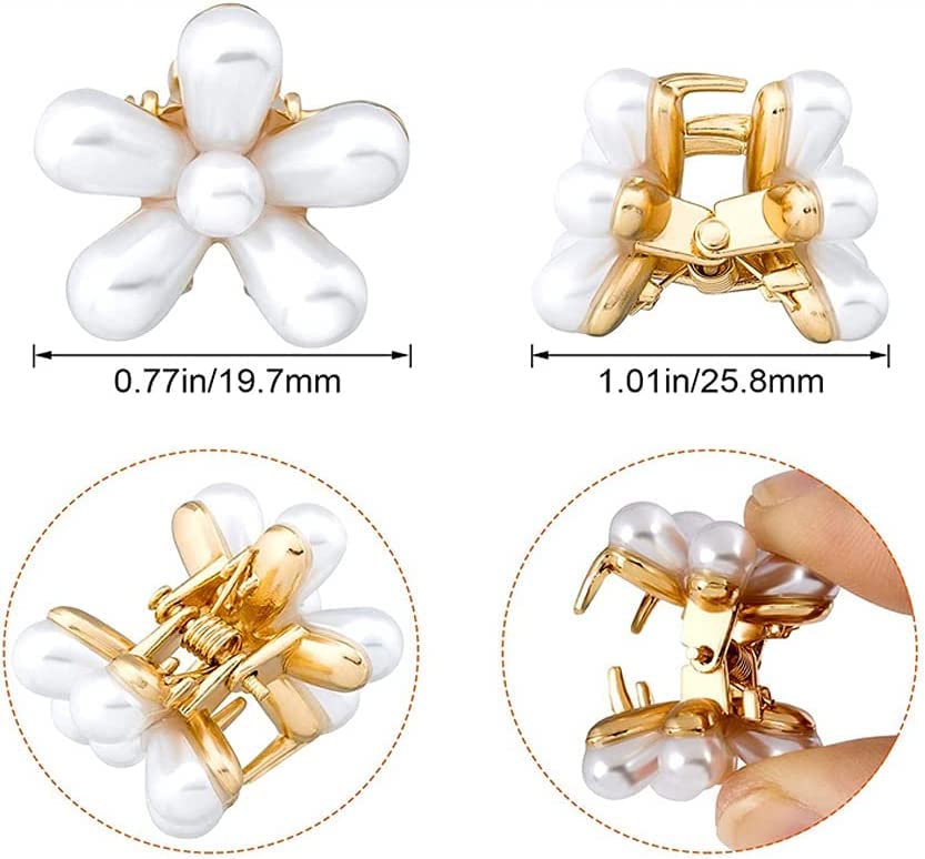BellaStella Korean Style Pearl Barrettes Mini Claw Clip Hair Clips - 12pcs Set for Women & Girls | Elegant Hair Accessories for Weddings, Parties & Daily Wear