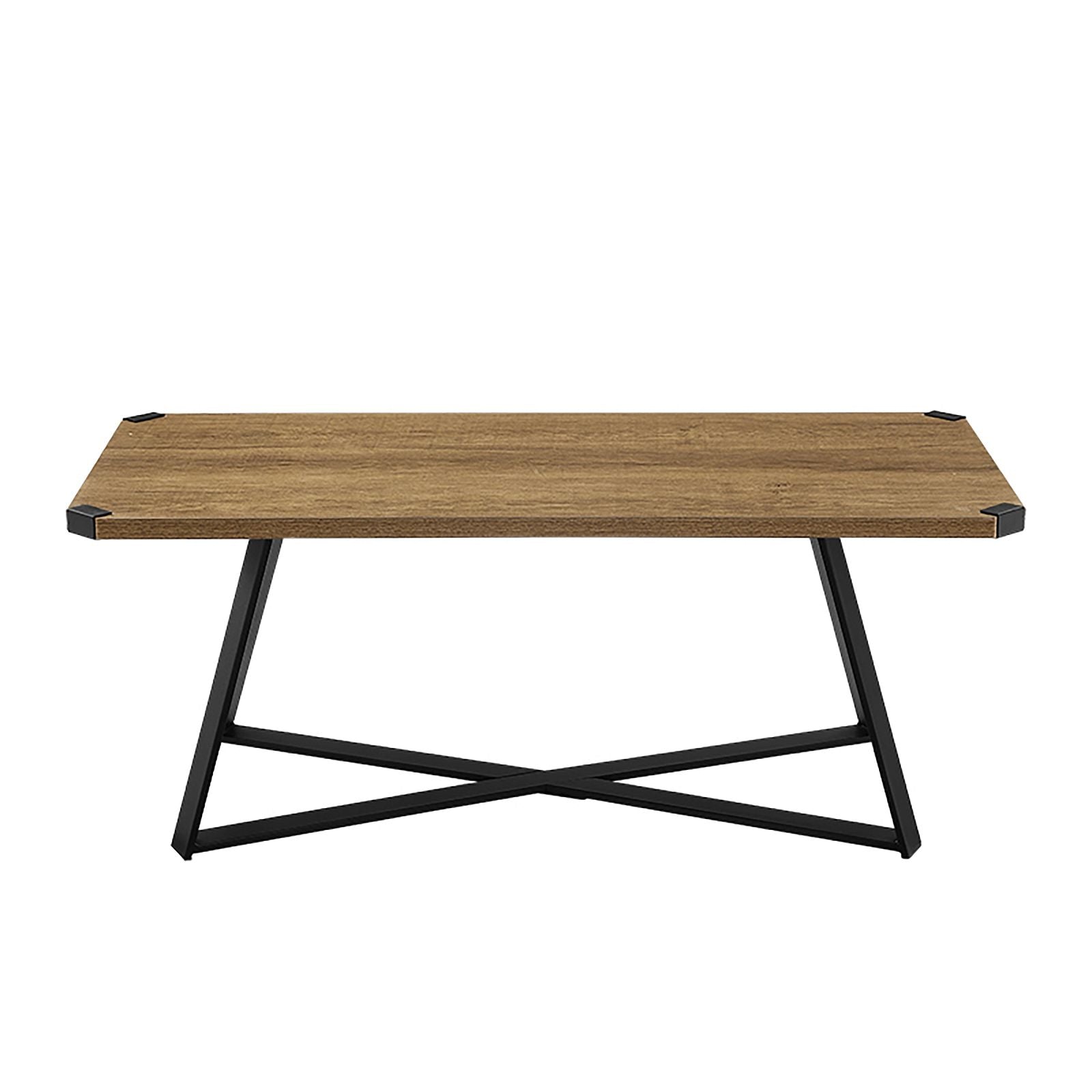 Criterionâ¢ 43-Inch Dark Oak Capri Coffee Table with Black Metal Legs & Accents - Modern Living Room Centerpiece for Home Decor