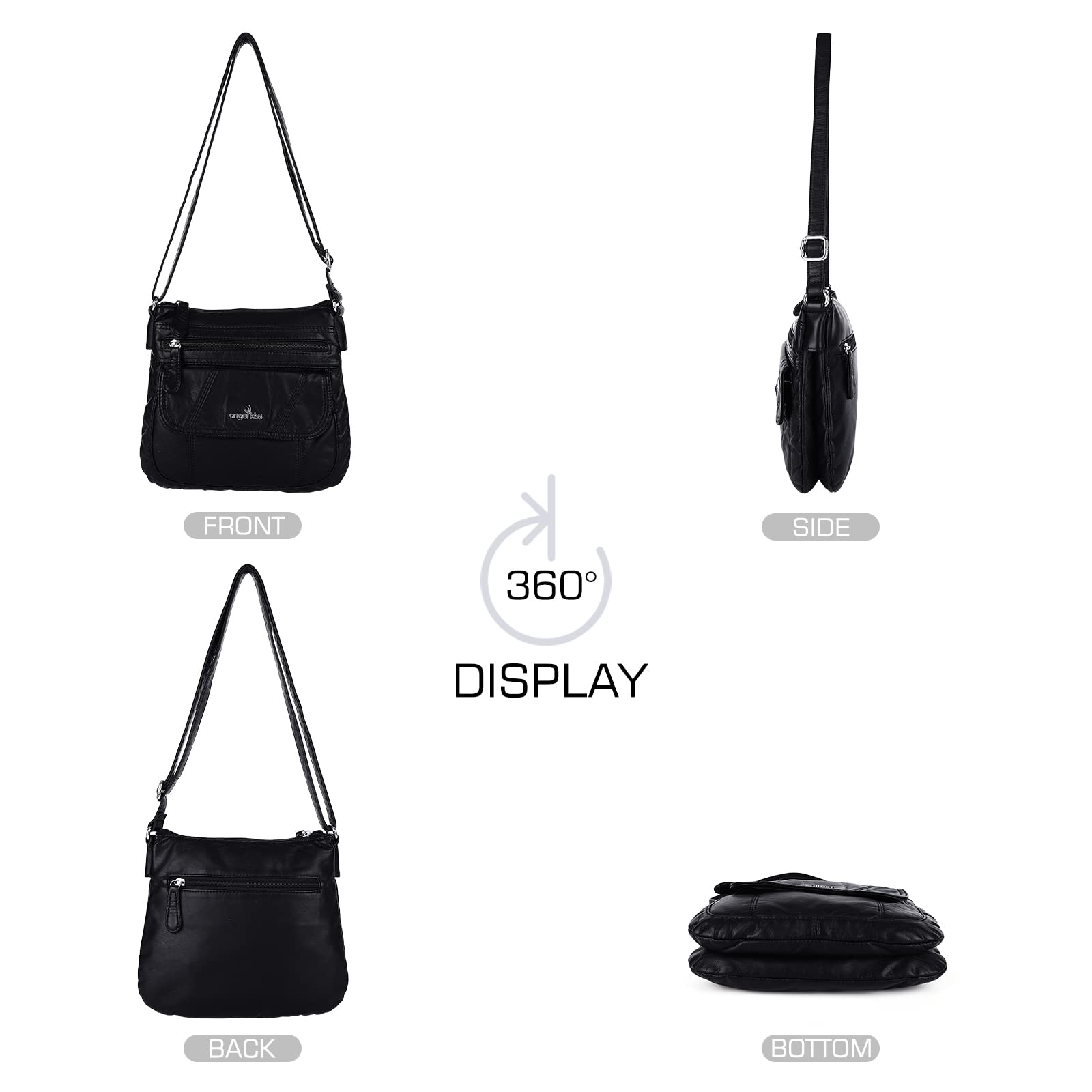 Angel Kiss Women's Crossbody Bag PU Leather Shoulder Purse with Adjustable Strap - Fashionable Handbag for Daily Use, Travel & Shopping