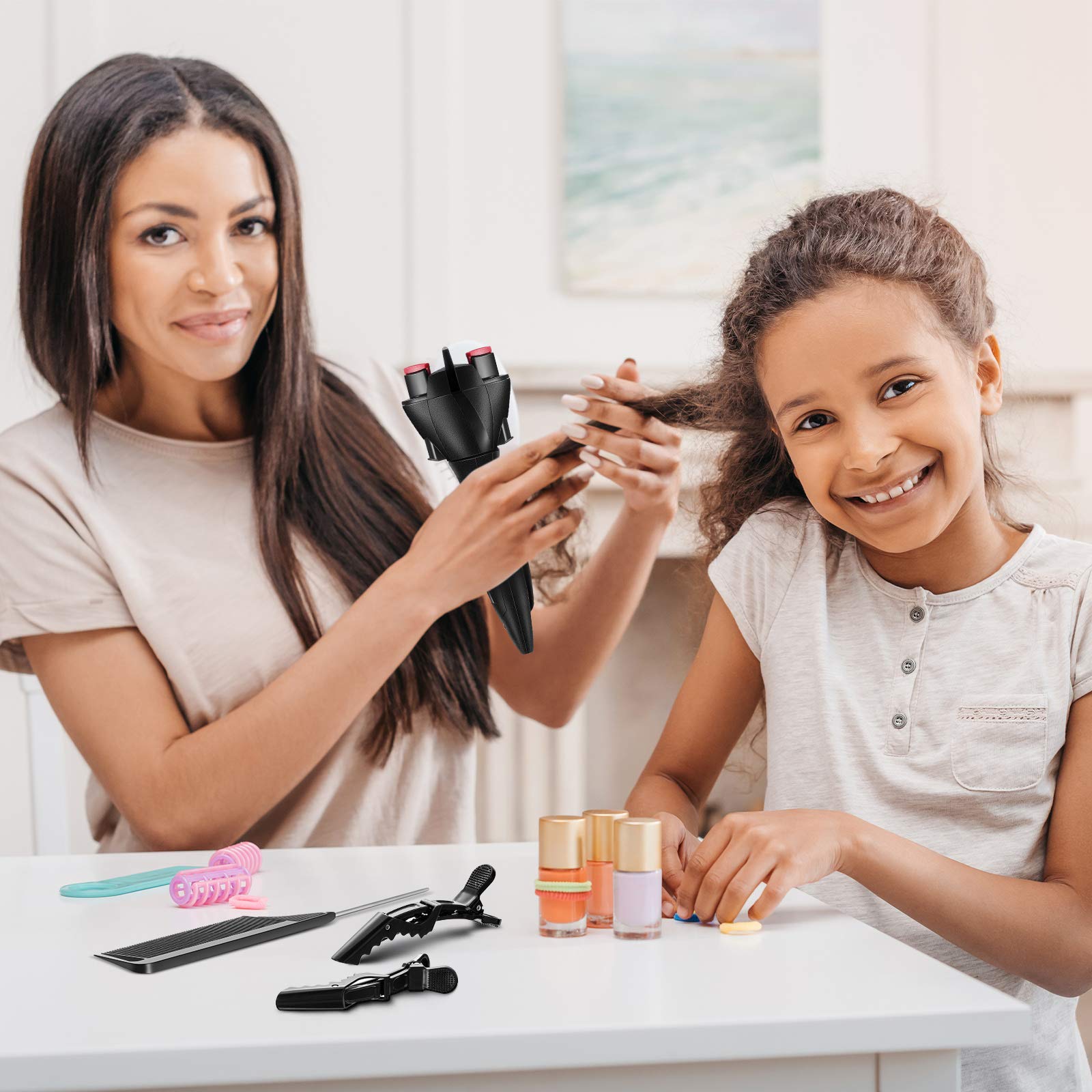 7-Piece Automatic Hair Braider Set - Electronic Braid Maker Machine with Comb & Clips for Easy DIY Hairstyling (Black) | Perfect for Home Use, Salon Professionals & Quick Hair Styling