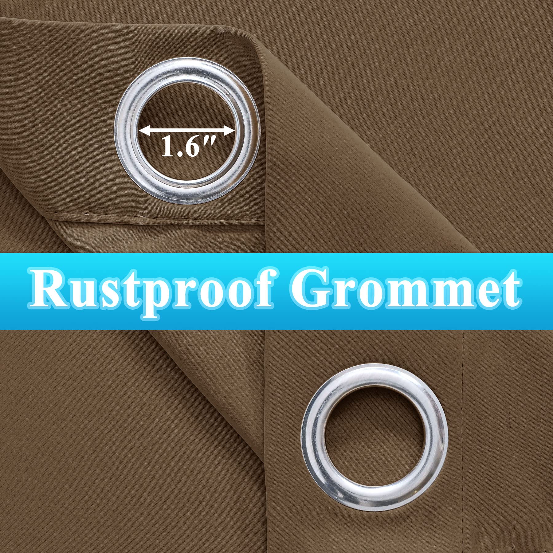 Frelement Outdoor Curtains - Windproof Thermal Insulated Blackout Drapes with Rustproof Grommets (Top & Bottom) for Porch, Patio, Deck - Chocolate Brown 100