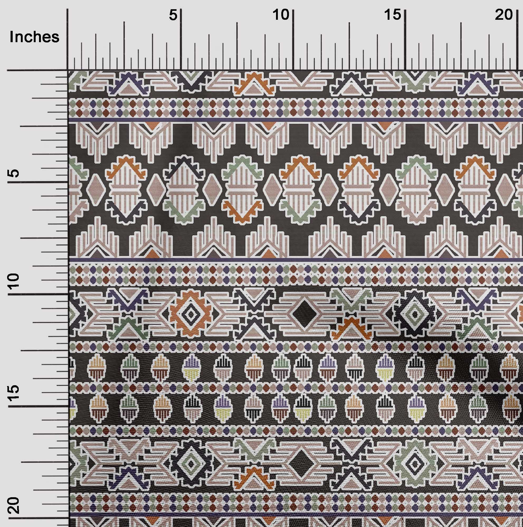 Premium 100% Cotton Cambric Black Fabric - 42 Inch Wide Kilim Print Dress Material by The Yard | Perfect for Asian-Inspired Dresses, Skirts & Home Decor Projects