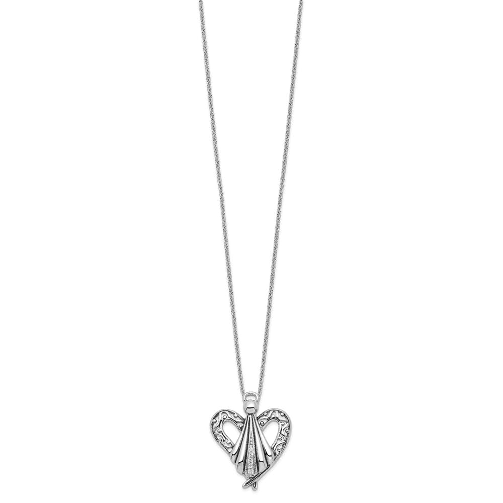 925 Sterling Silver Cubic Zirconia Antiqued Angel of Friendship Necklace for Women - Elegant Fine Jewelry Gift for Her, 18