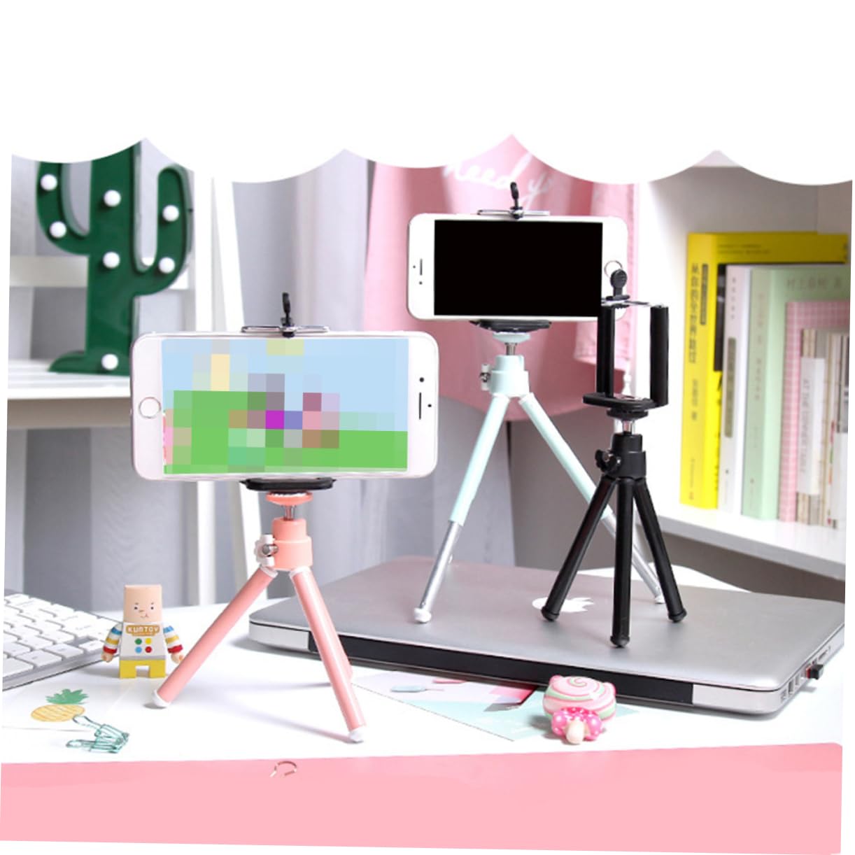 DOITOOL 2-Section Lightweight Compact Phone Tripod Stand - Adjustable Desktop Tripod for iPhone, Android, Samsung Smartphones - Perfect for Vlogging, Live Streaming, Photography & Video Recording