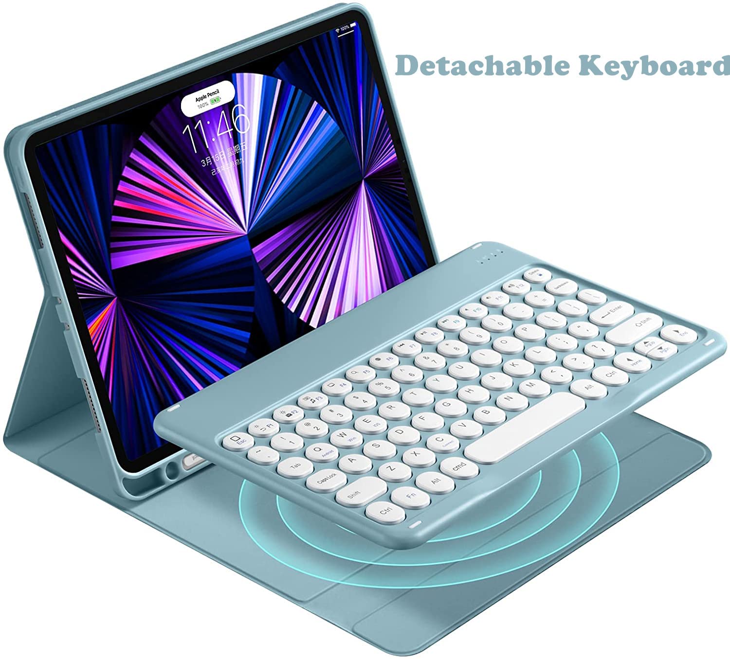 Wireless Bluetooth Keyboard Case for iPad Mini 5/4 - Detachable Magnetic Keyboard with Pencil Holder & Soft Back Cover for 7.9 inch iPad Mini 5th/4th Generation (Teal) | Perfect for Typing, Note-Taking & Productivity on the Go