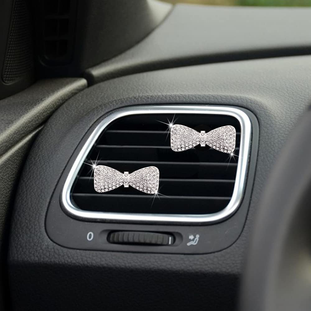 TZnyly Car Air Freshener Vent Clip - 2 Pack Bling Bow Decor for Women, Aromatherapy Scented Accessories | Perfect for Car, Office & Home Décor