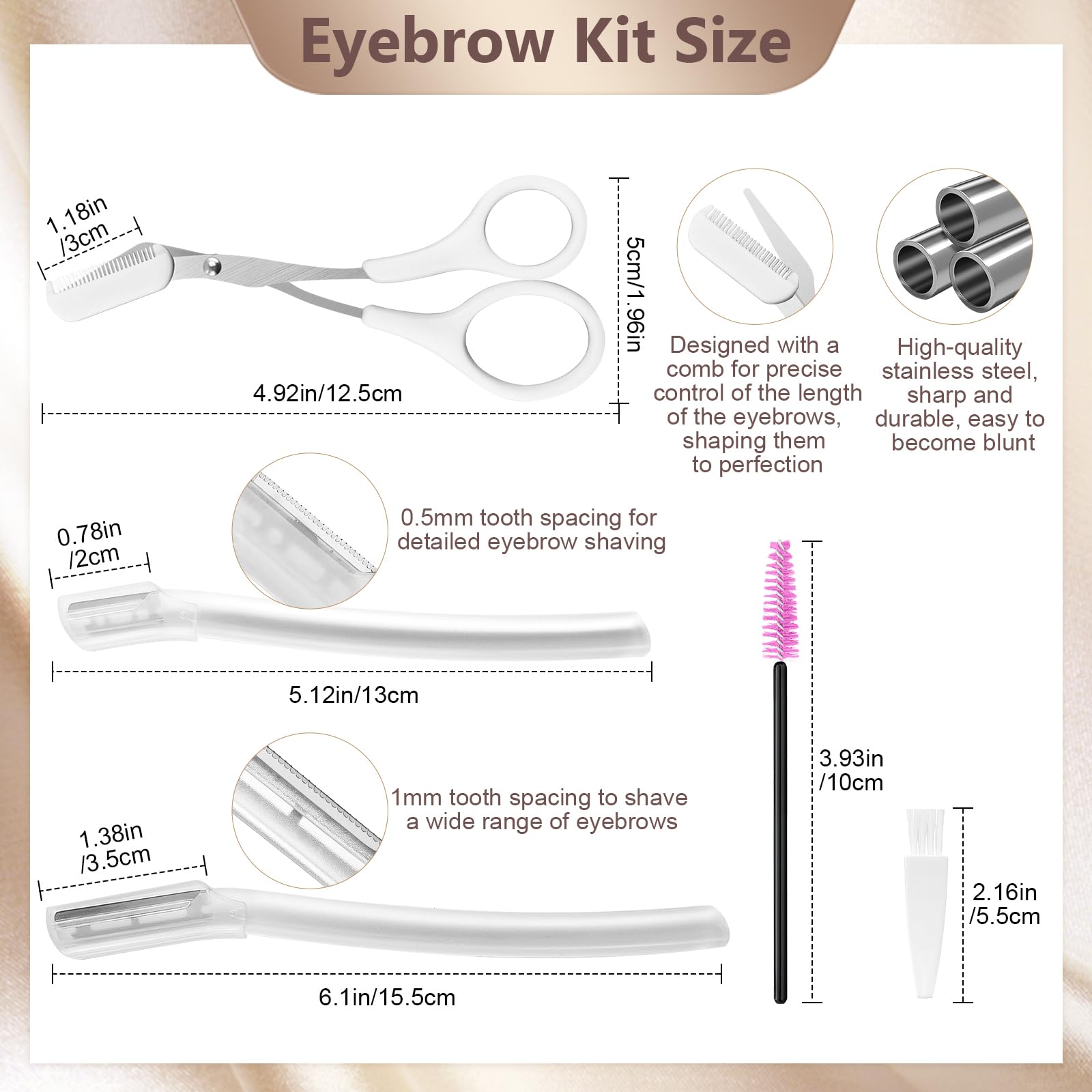 Professional Eyebrow Kit for Women & Men - Precision Trimming & Shaping Set with Eyebrow Scissors, Comb, Razor, Spoolie & Cleaning Brush | Perfect for Home Grooming, Salon Use & Travel Essentials