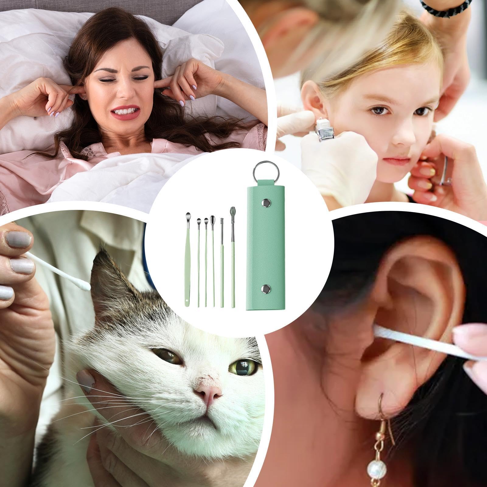 Stainless Steel Ear Wax Removal Tool Set - Portable Earwax Curette & Ear Cleaning Spoon for Safe Ear Hygiene | Perfect for Travel, Home & Personal Care