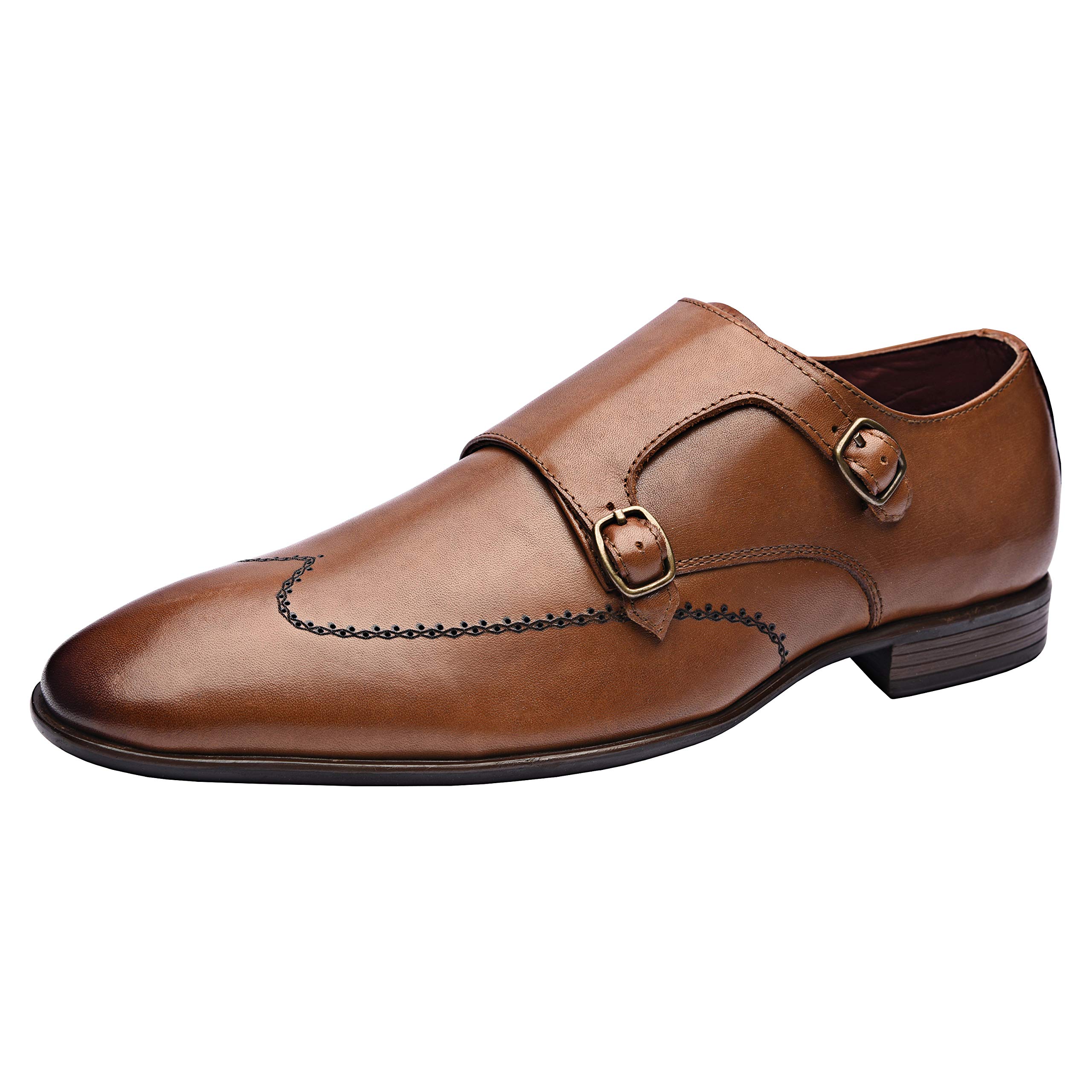 Allonsi Genuine Leather Dress Shoes for Men - Handcrafted Monk Strap Oxfords with Comfortable Durable Sole | Premium Quality Formal Shoes for Business, Office & Wedding Occasions