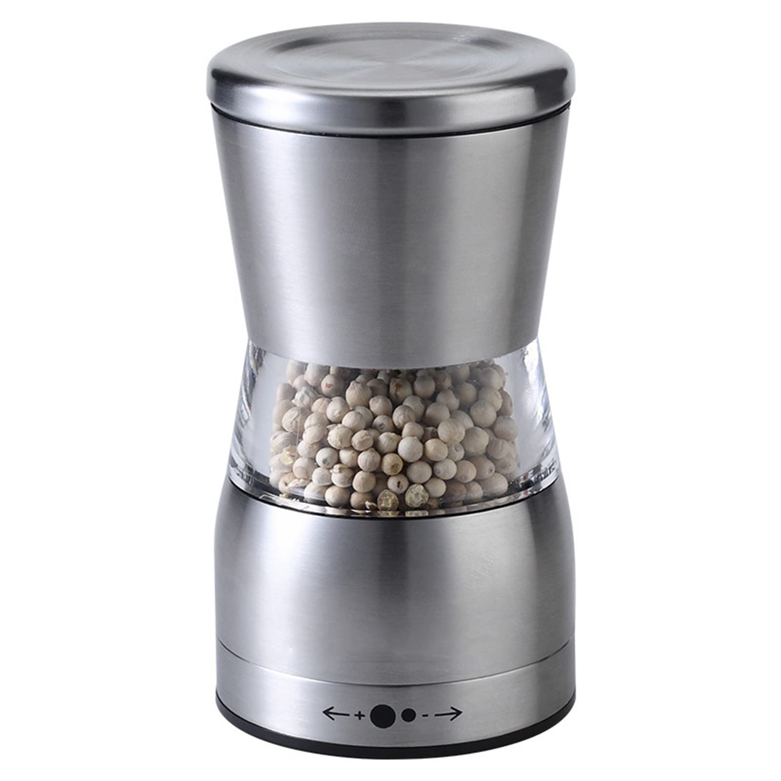 Premium Stainless Steel Pepper Mill & Salt Grinder Set - 2Pcs Manual Adjustable Grinding Bottle with Acrylic Clear Body & Refillable Design - Perfect for Kitchen, Dining Table & Gourmet Cooking