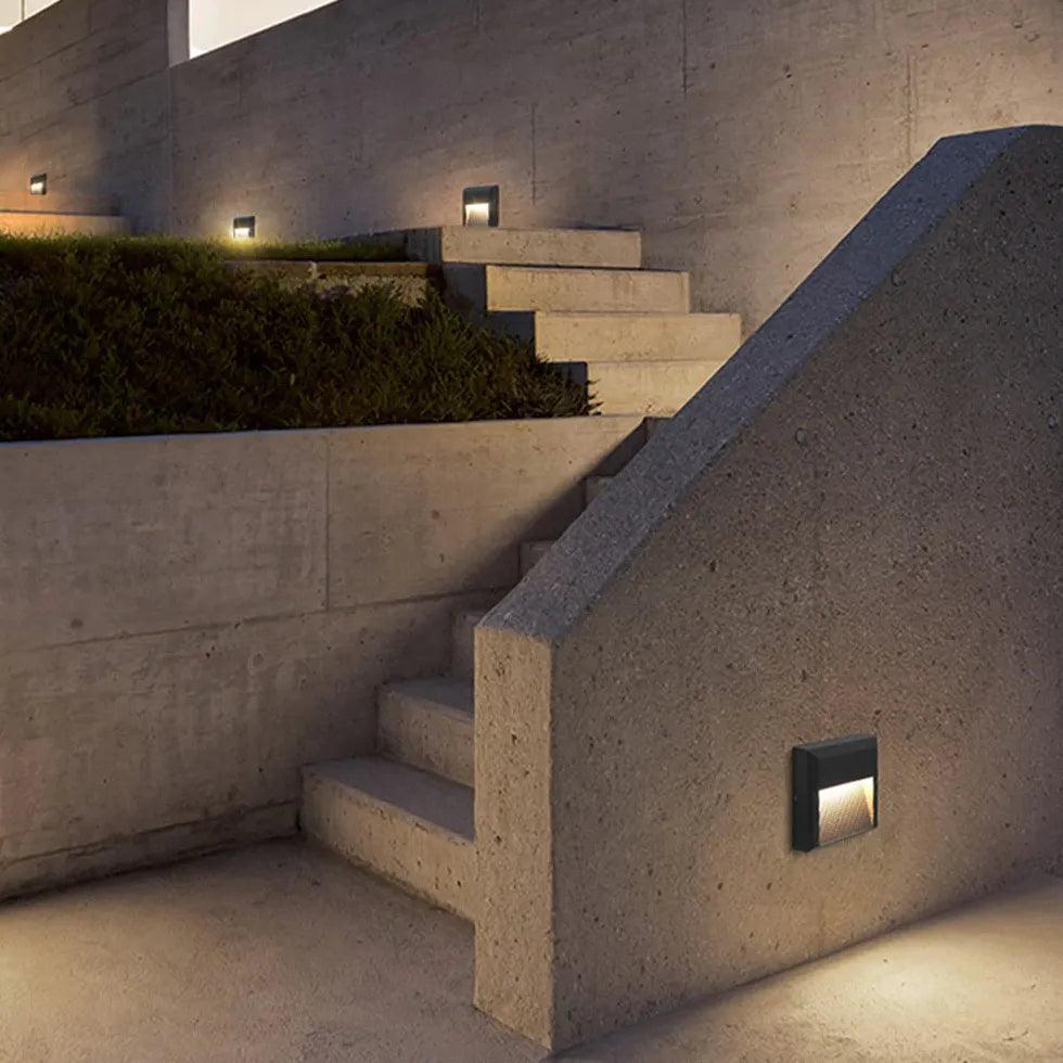 Motion Sensor Stairway Wall Lighting - Black LED Step Lights for Indoor/Outdoor Stairs, Hallways & Pathways - Weatherproof Night Safety Lighting