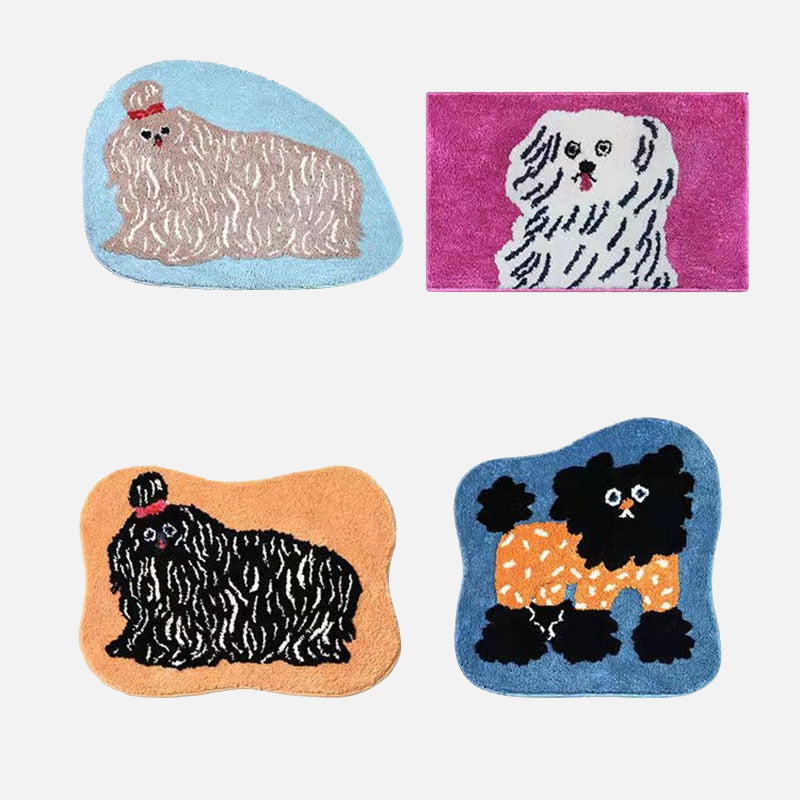Non-Slip Cartoon Dog Bath Mat for Pets - Soft Absorbent Bathroom Rug with Cute Puppy Design, Perfect for Bathrooms, Pet Grooming & Home Decor