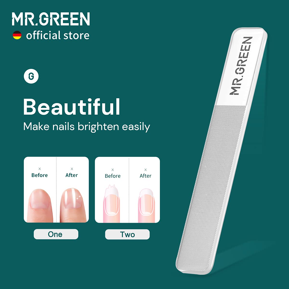 Premium MR.GREEN Nail Clippers Set - Professional Stainless Steel Curved Blade Fingernail & Toenail Cutter with Nail File & Glass Nail Buffer - Perfect for Manicure, Pedicure & Travel Grooming Kit