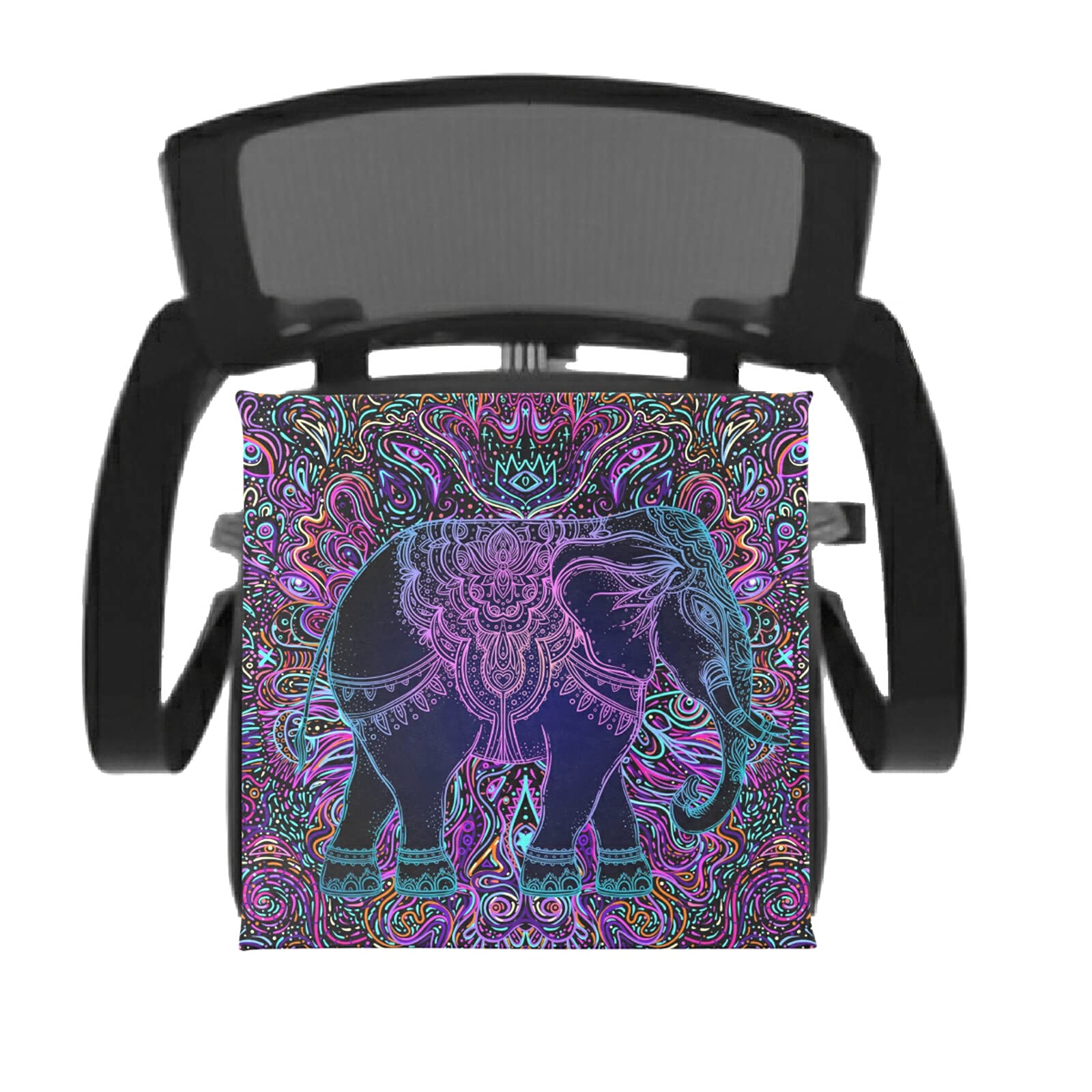 Tribal Elephant Memory Foam Seat Cushion - Washable Chair Pad for Dining, Kitchen & Office Chairs - Ergonomic Support for Home, Work & Meditation Spaces