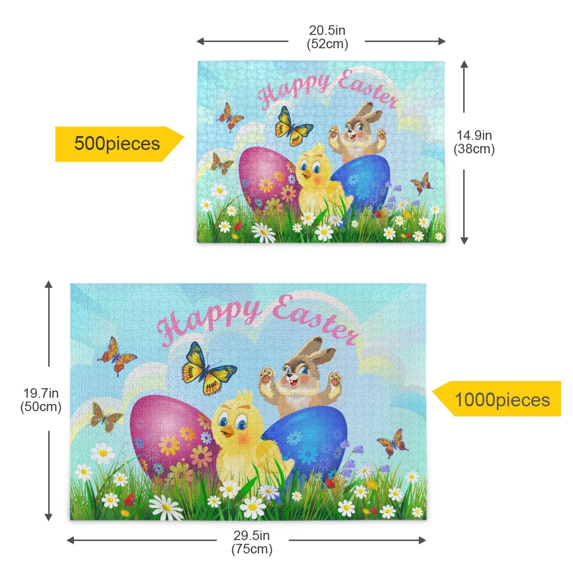 Easter Jigsaw Puzzle 1000 Pieces for Kids & Adults - Cute Bunny, Chick & Eggs Design - Fun Family Game for Easter Celebrations & Holiday Activities
