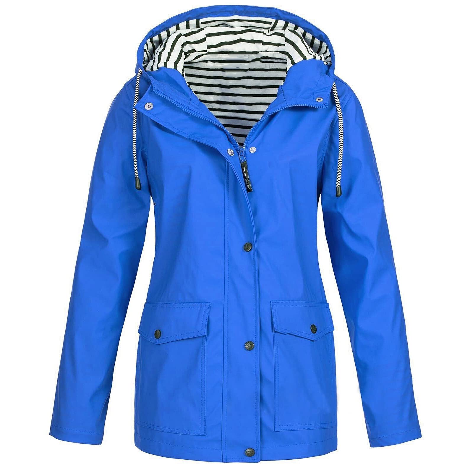 **Women's Plus Size Lightweight Waterproof Rain Jacket with Hood - Windproof Windbreaker Trench Coat for Outdoor Activities, Hiking, Camping & Travel**