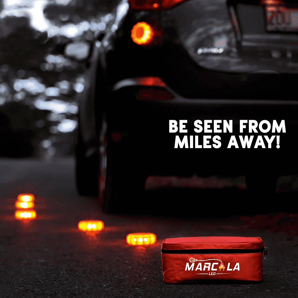 Rechargeable LED Road Flares Emergency Lights - 4 Pack for Roadside Safety, Car Breakdowns & Nighttime Visibility