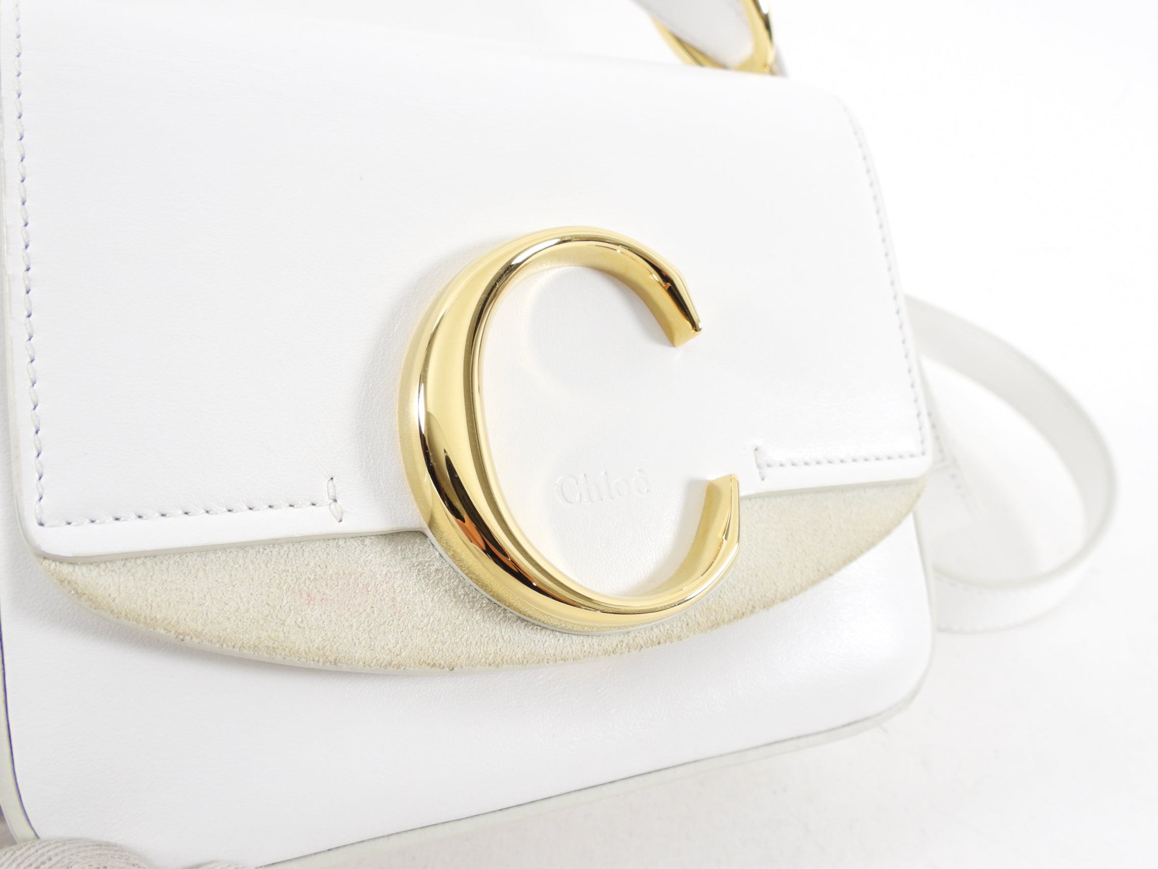 Chloe Mini C Crossbody Bag for Women - Small White Leather Shoulder Purse - Perfect for Everyday Use, Travel & Date Nights