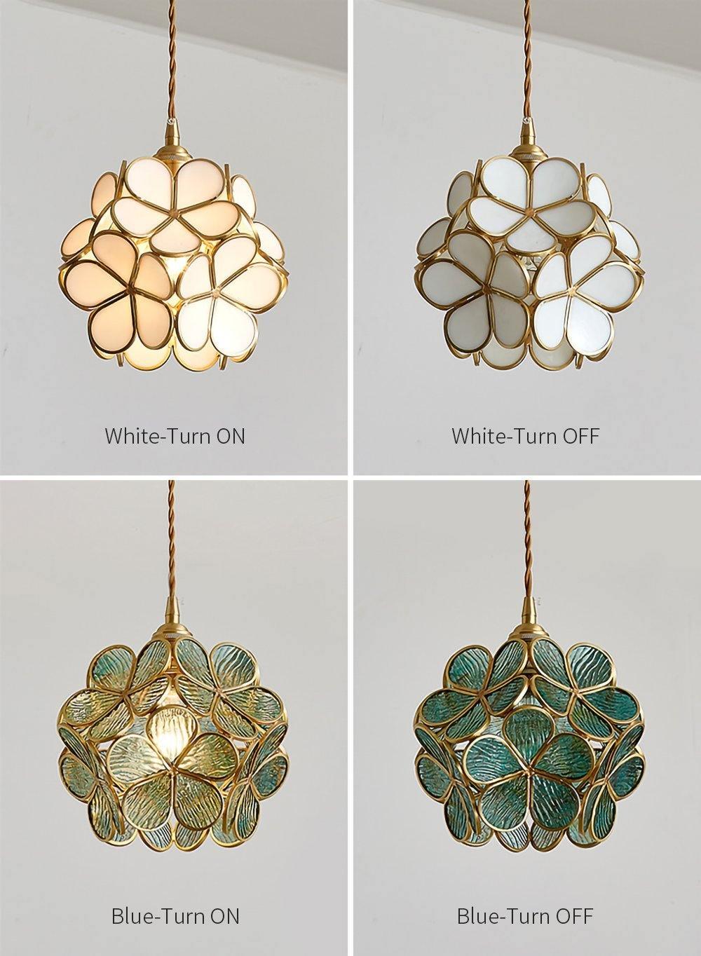 Modern Glass Petal Pendant Light - Elegant Floral Ceiling Lighting Fixture for Dining Room, Kitchen Island & Bedroom Decor