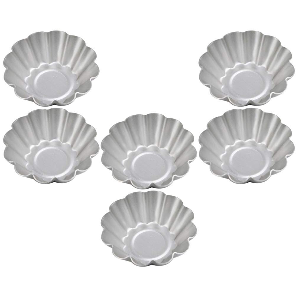 6-Piece Flower Shape Egg Tart Molds - Reusable Metal Tartlet & Cupcake Baking Pans for Muffins, Tarts & Pastries | Perfect for Home Baking, Party Desserts & Holiday Treats