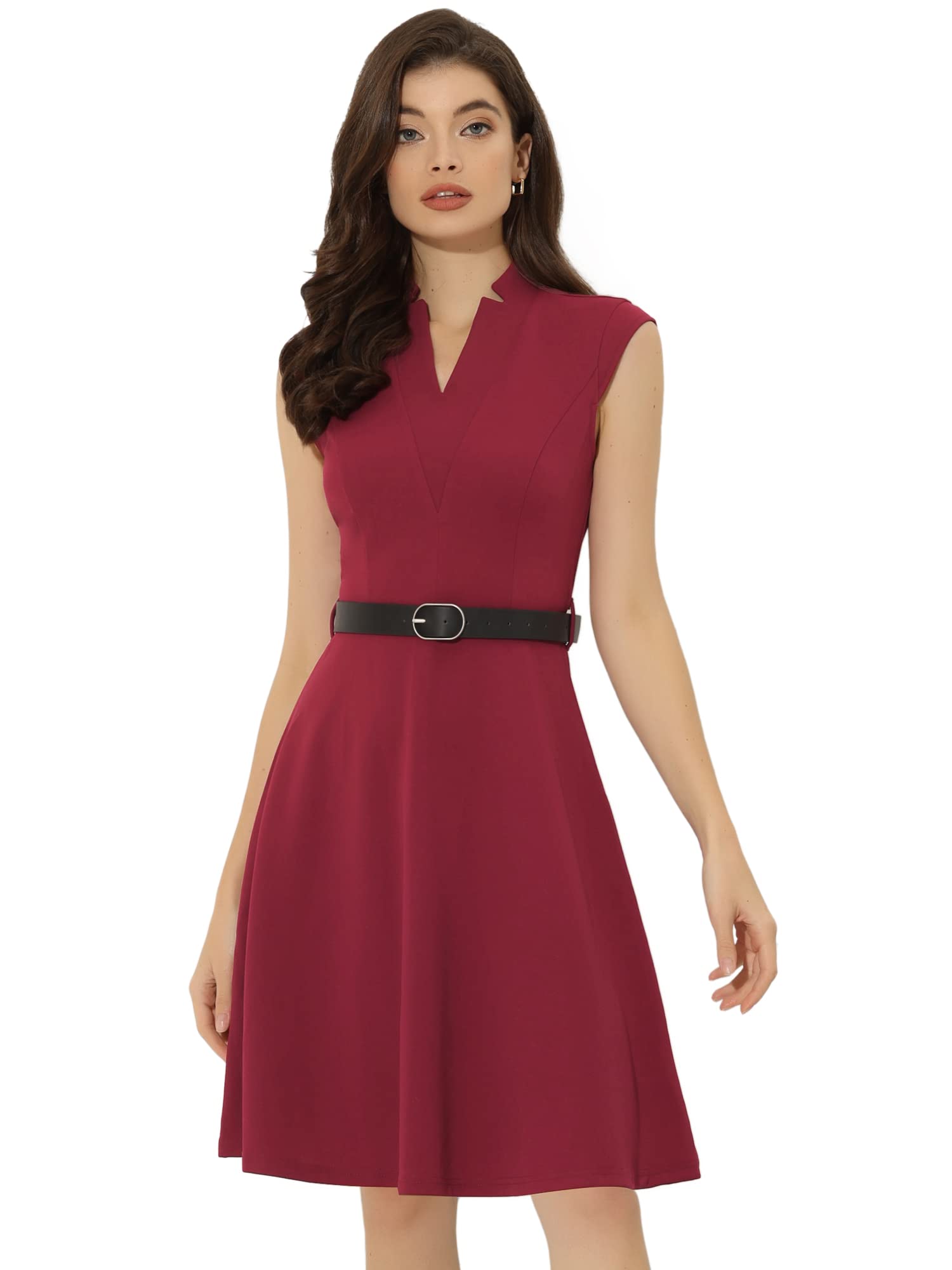 Allegra K Women's Professional Fit and Flare Work Dress - Spring 2025 Office Attire for Business Meetings & Corporate Events