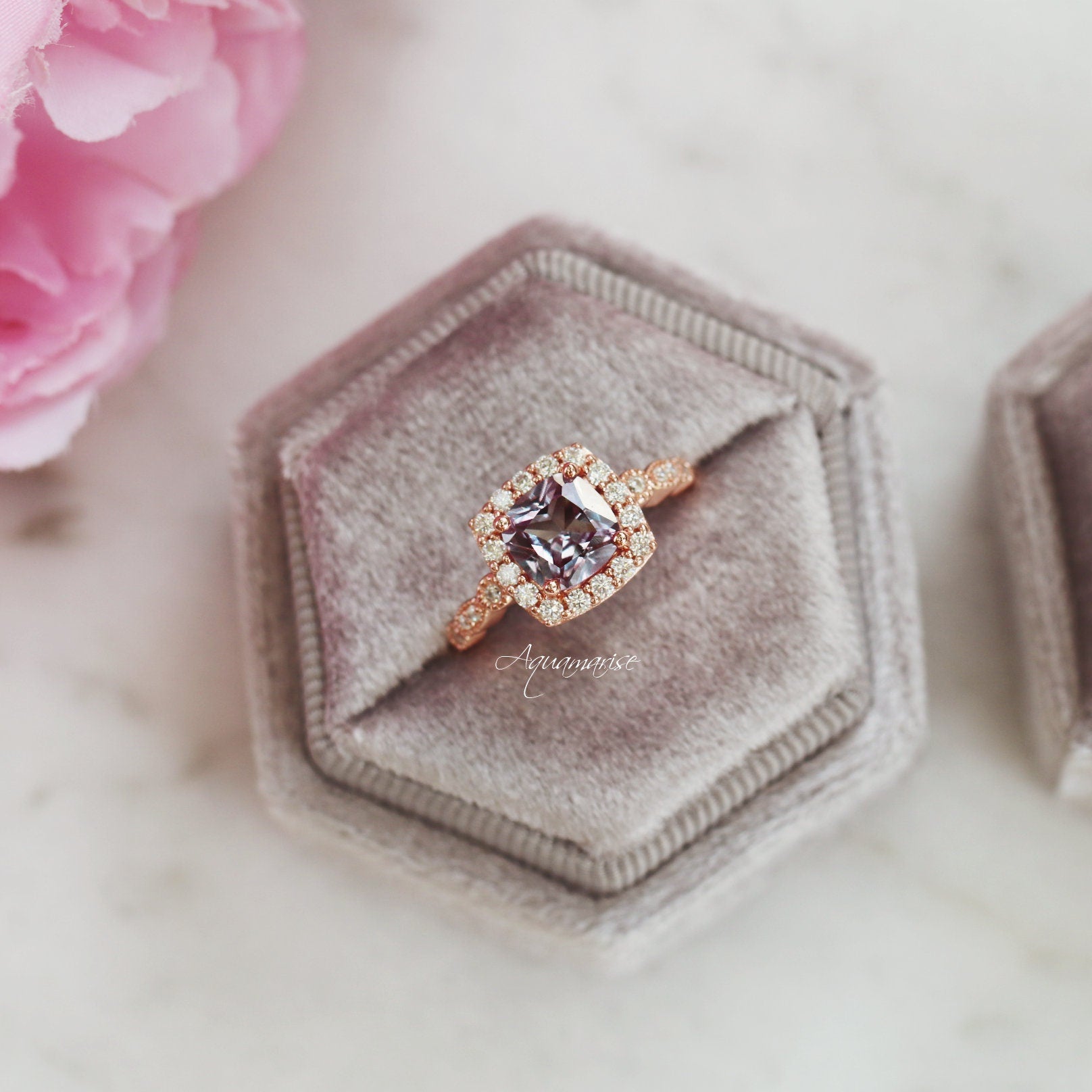 Luxe Alexandrite Ring 14K Rose Gold Vermeil - Elegant Birthstone Jewelry for Women, Perfect for Gifts, Anniversaries & Special Occasions