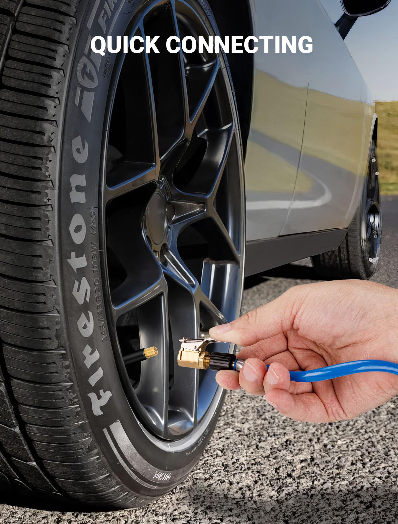 **Premium Brass Locking Tire Air Chuck - No Leak Twist to Lock Adapter for Air Compressors | Heavy-Duty Tire Inflator Hose Connector | Perfect for Trucks, Cars, Bikes & ATVs**    *(Use Case: Ideal for quick and secure tire inflation at home, gas stations, or off-road adventures with zero air leakage.)*