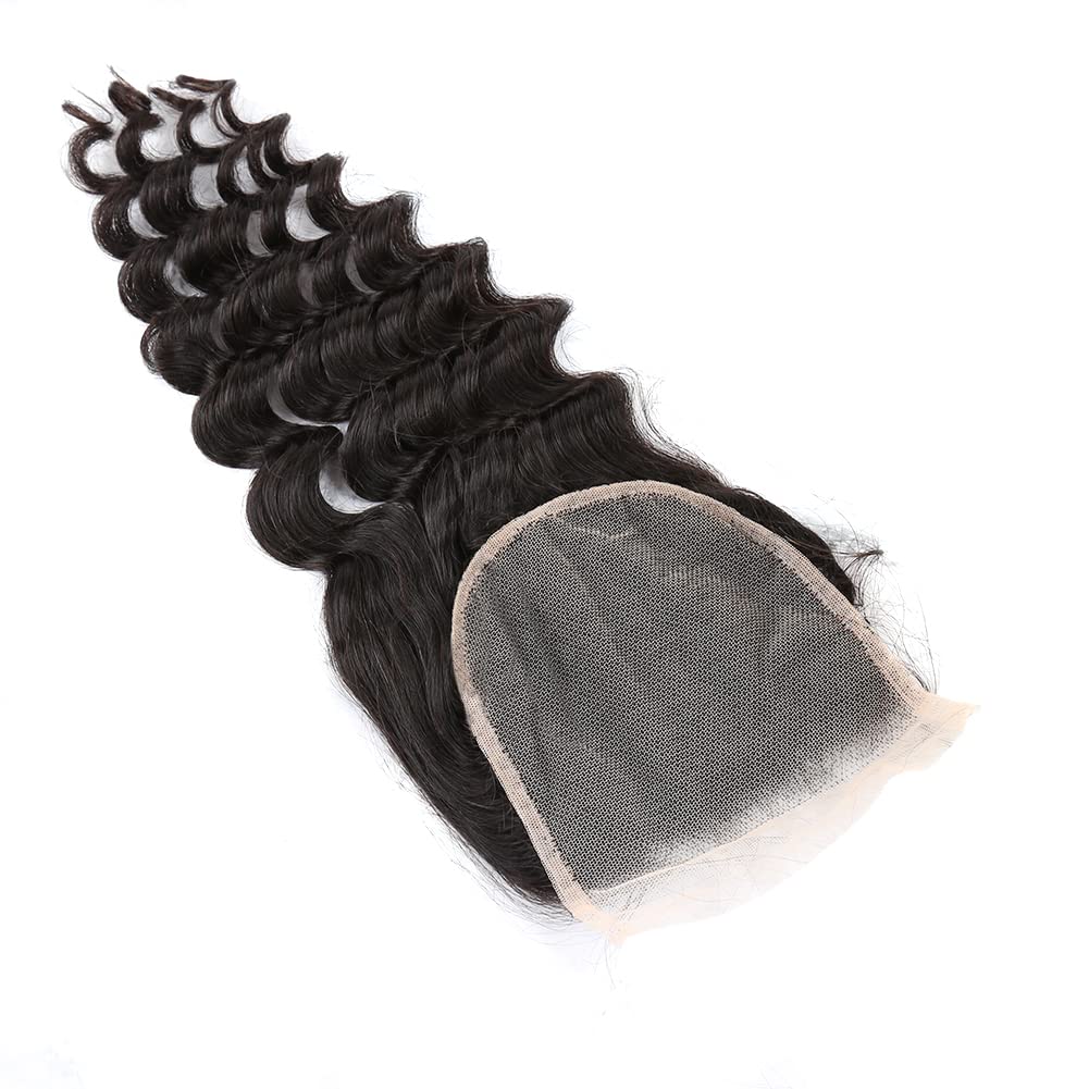 10A Premium 100% Virgin Brazilian Human Hair 5x5 Lace Closure - 16inch Loose Deep Wave 130% Density with Baby Hair (Natural Color) | Perfect for Sew-In Weaves, Protective Styling & Everyday Glam Looks