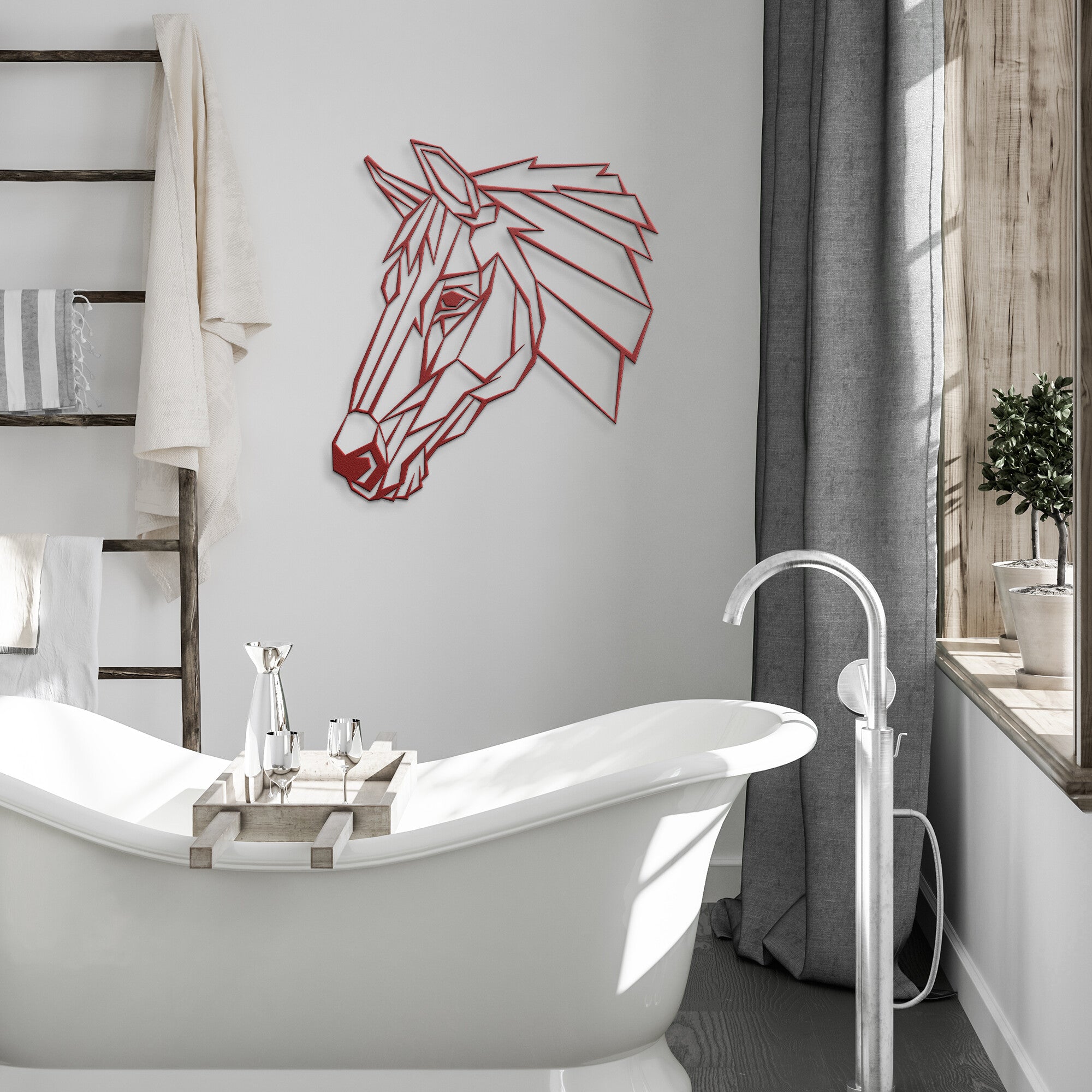 Geometric Horse Head Metal Wall Art - Unique Home Decor for Horse Lovers | Perfect for Living Room, Bedroom or Office