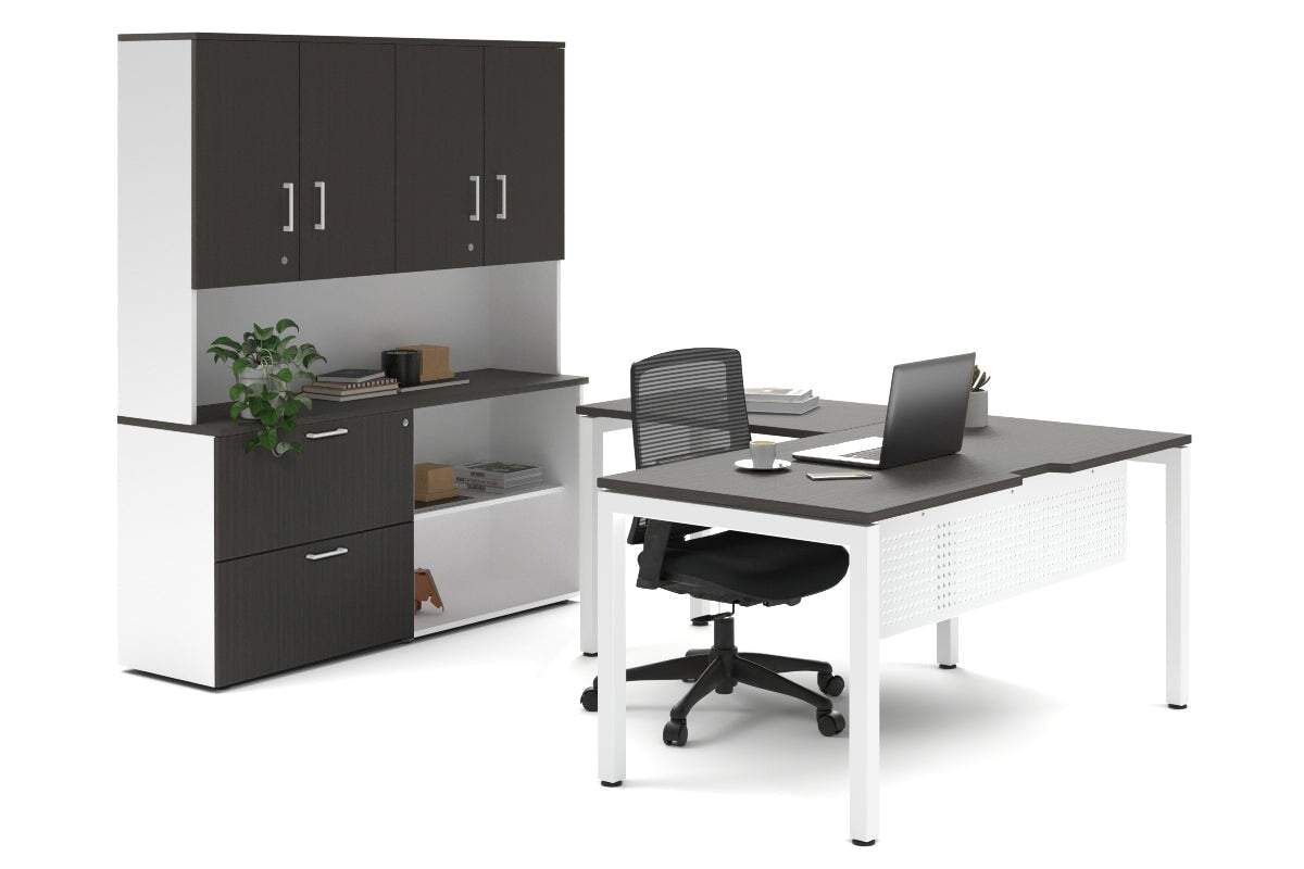 Quadro Square Legs L-Shaped Executive Desk with White Legs [1800L x 1700W] - Perfect for Home Office, Modern Workspace & Executive Suites