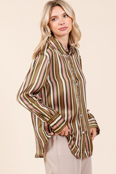 Stylish Striped Button Down Satin Shirt for Men - Perfect for Beach Vacation, Resort Wear & Summer Outfits