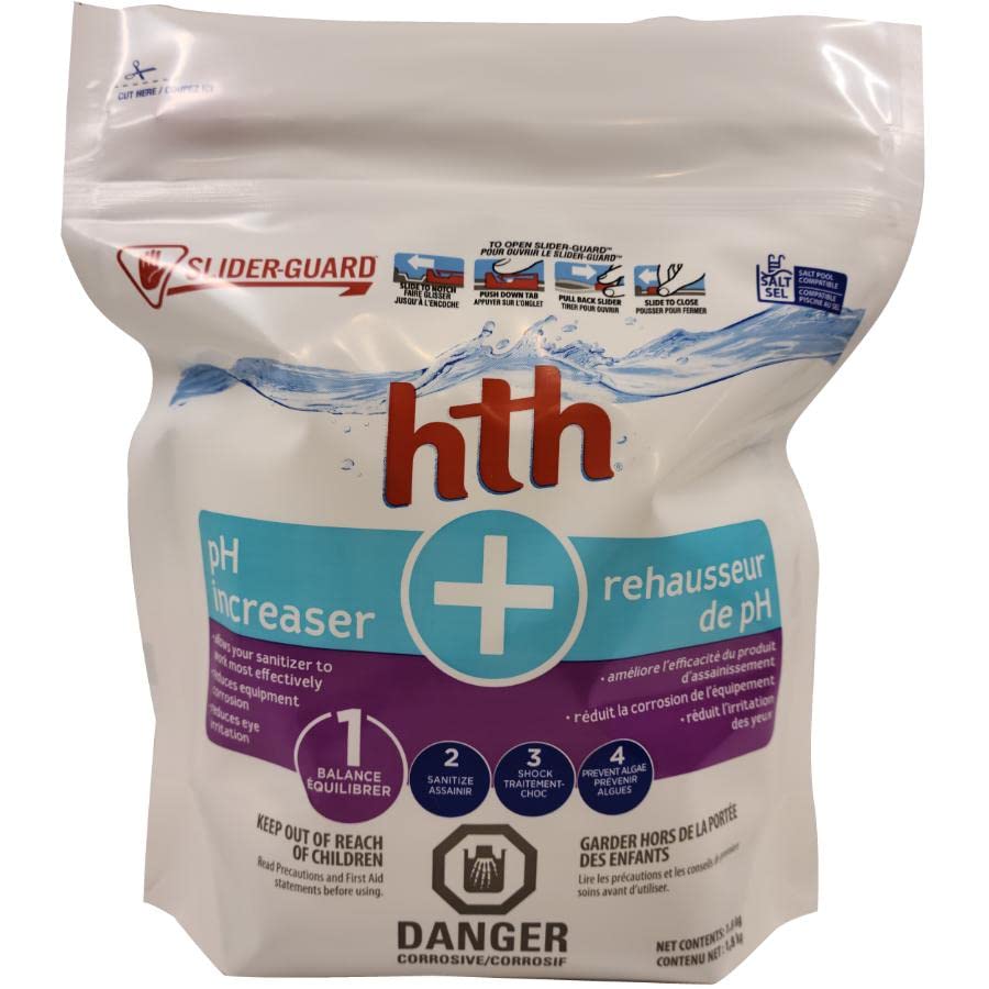 HTH 1.8kg Pool pH Level Increaser - Raises & Balances Swimming Pool Water pH - Ideal for Inground & Above Ground Pools, Spas & Hot Tubs
