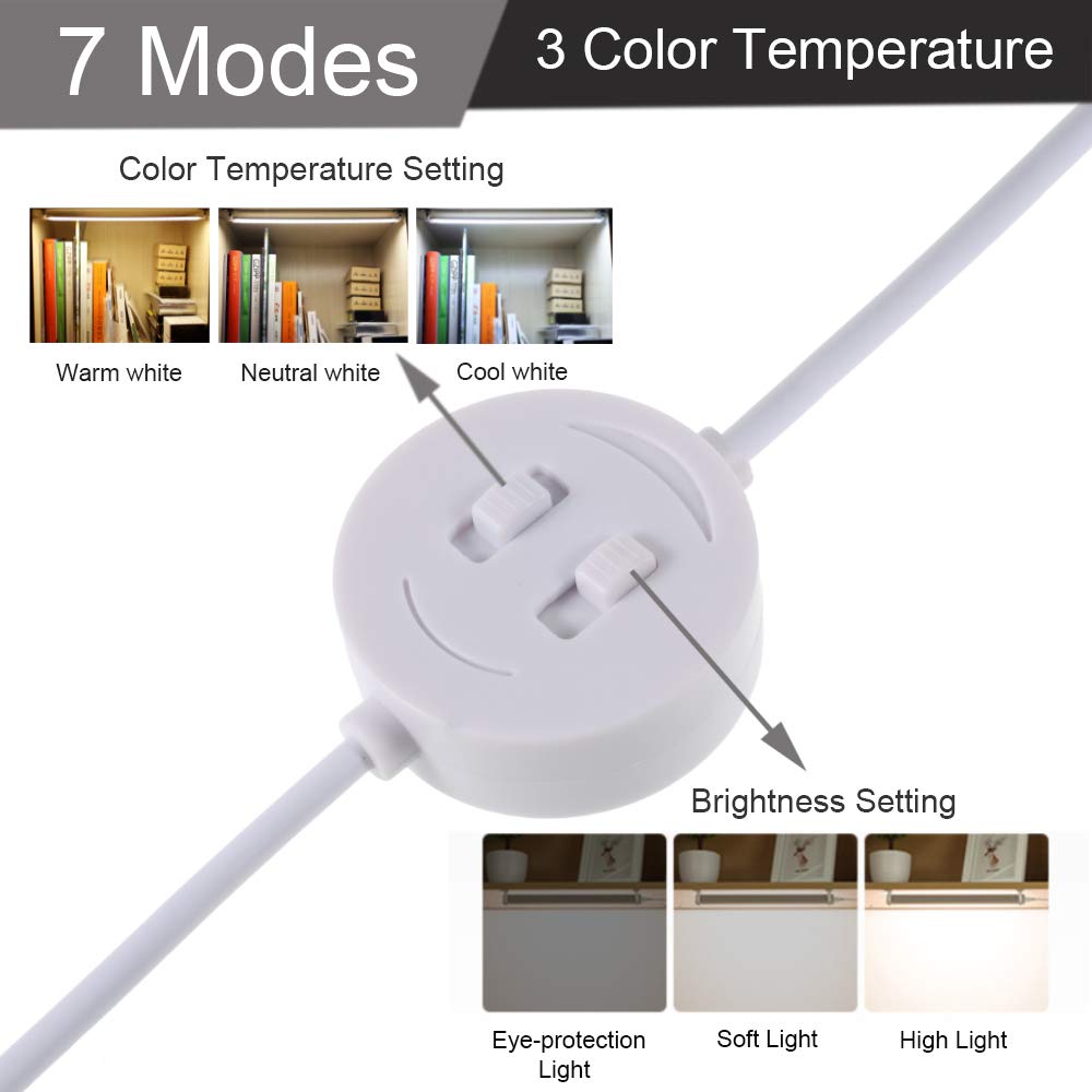 Dimmable LED Under Cabinet Lighting - 3 Color Temperature USB Reading Light Strip, Eye-Care Desk Lamp for Craft Table, Piano, Music Stand, Kitchen & Shelf | Perfect for Reading, Cooking, Crafting & Home Office Workspaces