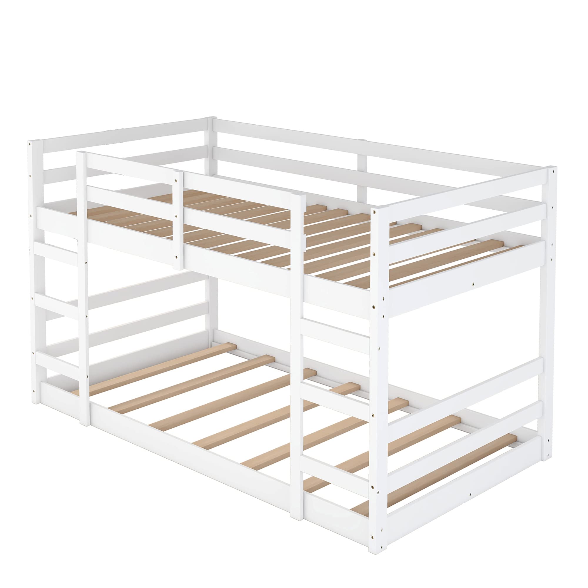 Kids Twin Over Twin Bunk Bed with Stairs & Guardrails - Space-Saving for Boys & Girls Bedrooms