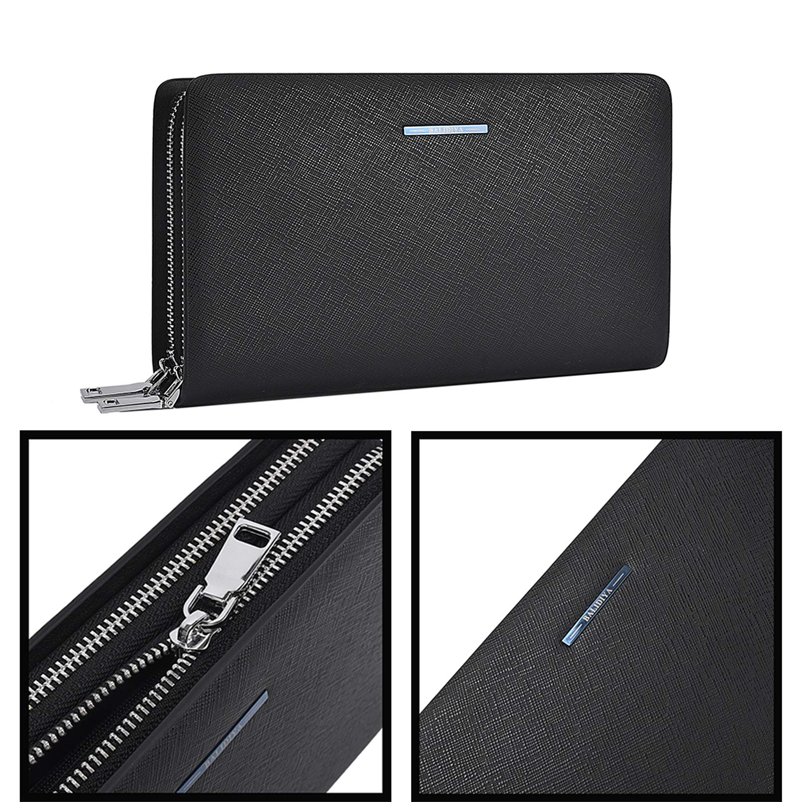 Genuine Leather Men's Clutch Bag - Slim Wallet with RFID Protection & Business Card Holder - Perfect for Business, Travel, and Everyday Use