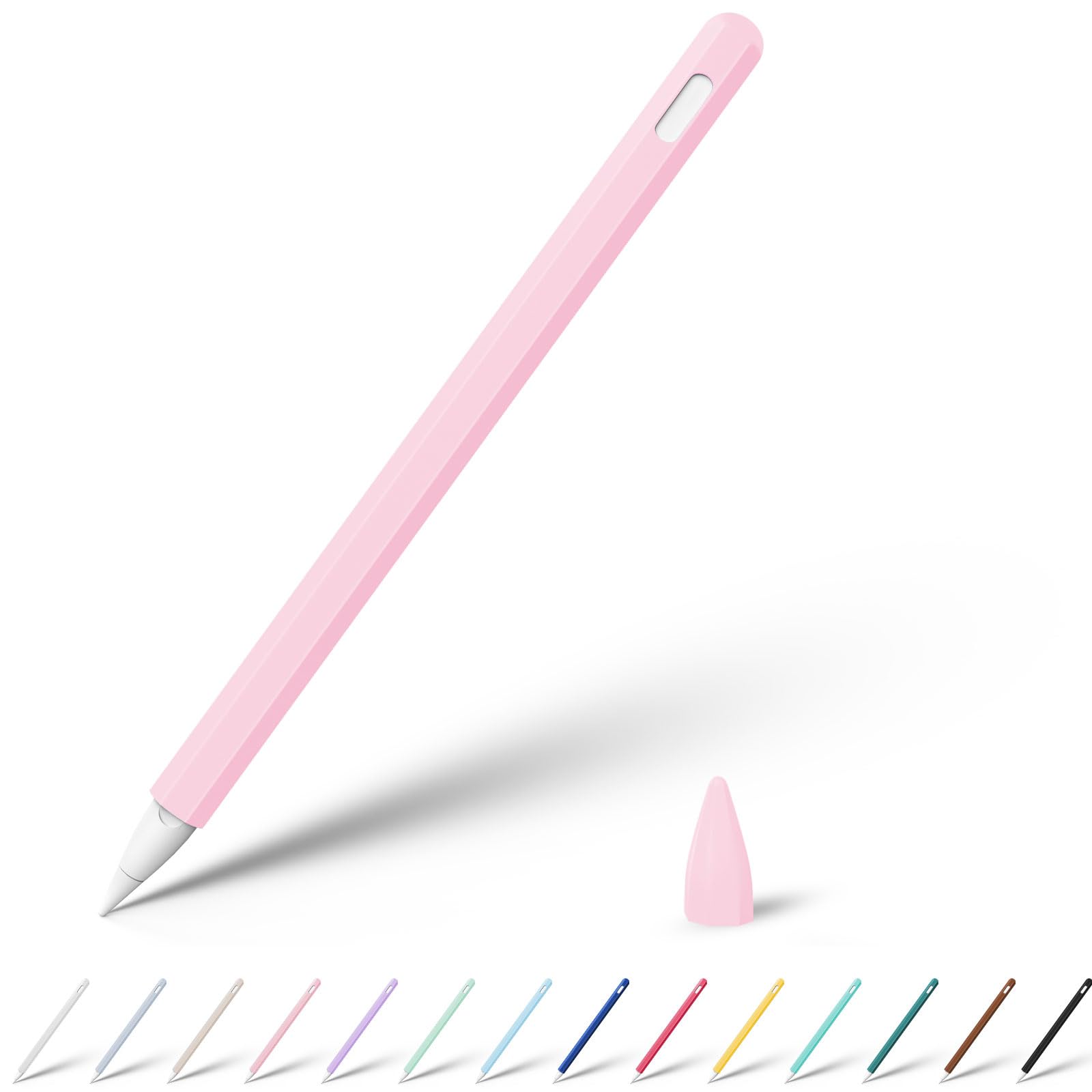 KELIFANG Silicone Protective Case for Apple Pencil Pro 2024 & Apple Pencil 2nd Generation - Cute Pink Skin Sleeve Cover with Grip & Tip Cap - Compatible with iPad Pro 11/12.9/13 Inch - Perfect for Drawing, Note-Taking & Digital Art