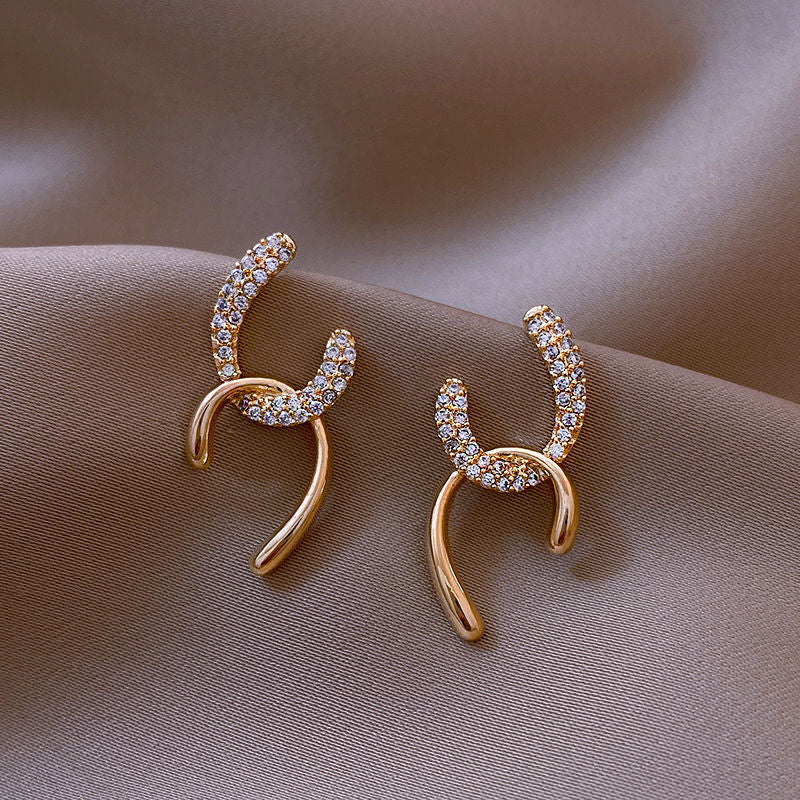 Duo Tone Gold Bar Stud Earrings for Women - 14K Gold Plated Minimalist Dangle Earrings | D5688 | Perfect for Everyday Wear, Office & Special Occasions