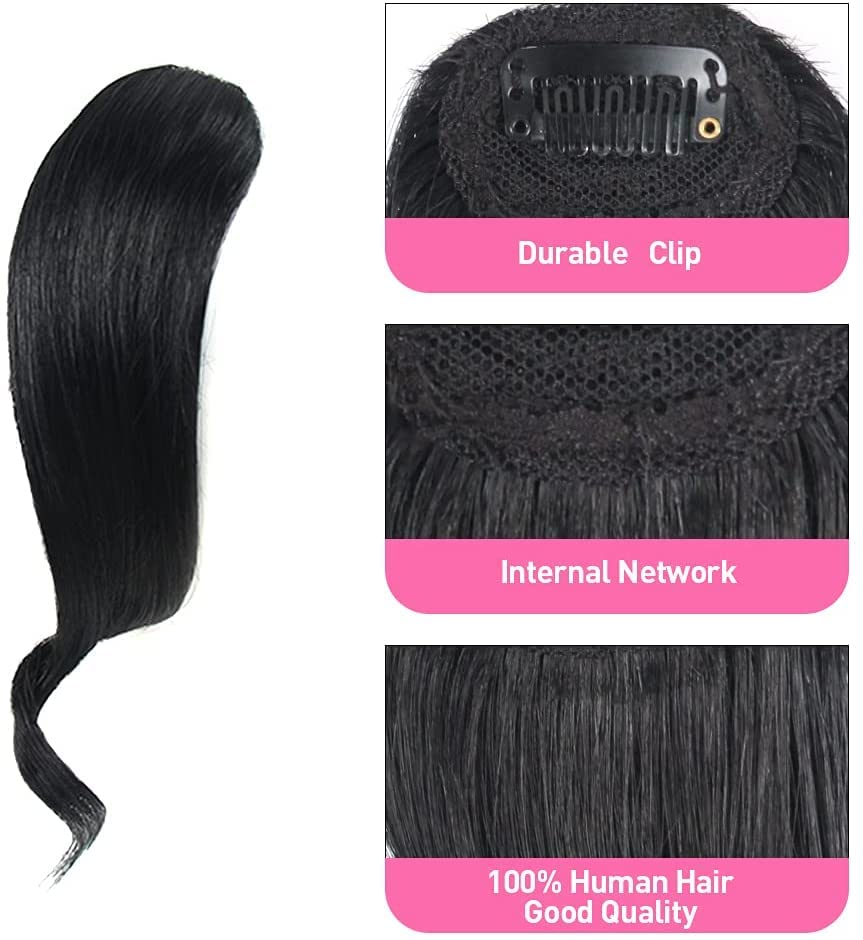 Dsoar 2PCS Wavy Clip-In Bangs - Real Human Hair Side Fringe Extensions (Jet Black) for Instant Volume & Styling - Perfect for Cosplay, Daily Wear & Special Occasions