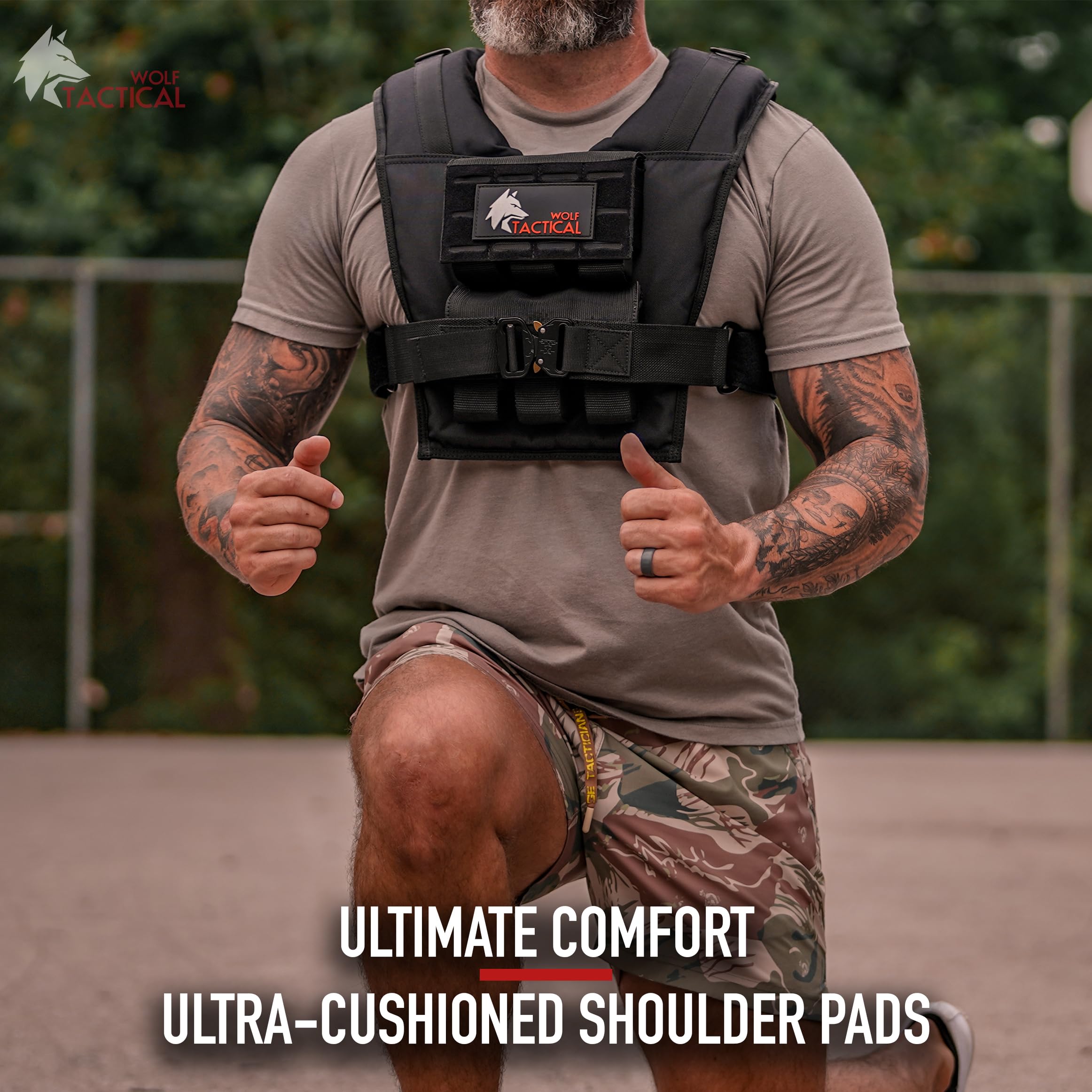WOLF TACTICAL Weighted Training Vest for Men - Adjustable Strength Workout Vest with Removable Weights for CrossFit, Running & Fitness Training | Ideal for Gym, Home Exercise & Outdoor Workouts