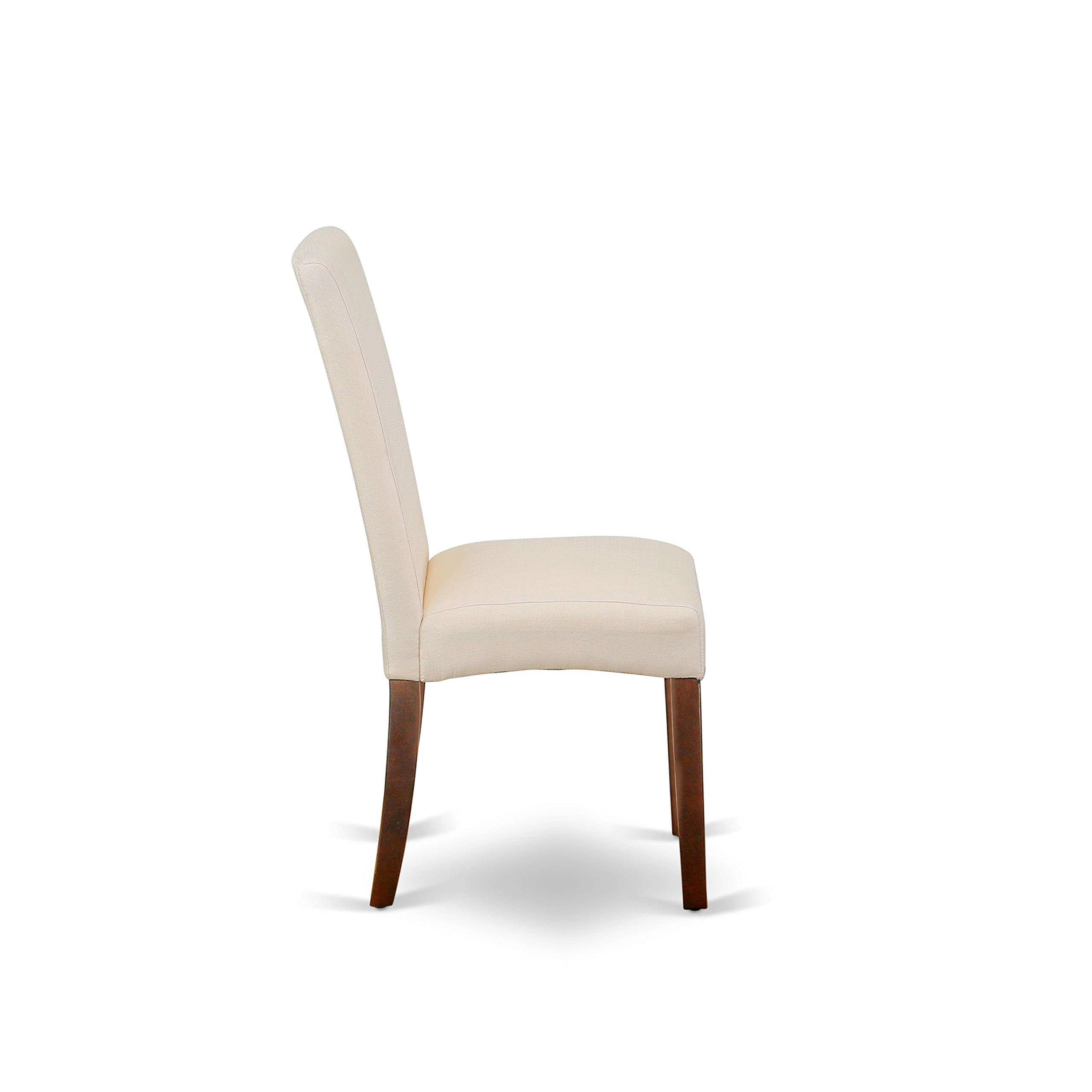 East West Furniture HBDR3-MAH-01 3-Piece Round Dining Table Set with Pedestal Base & 2 Cream Linen Upholstered Chairs, 42x42 Inch, Mahogany - Perfect for Small Spaces, Breakfast Nooks & Cozy Apartment Dining Rooms