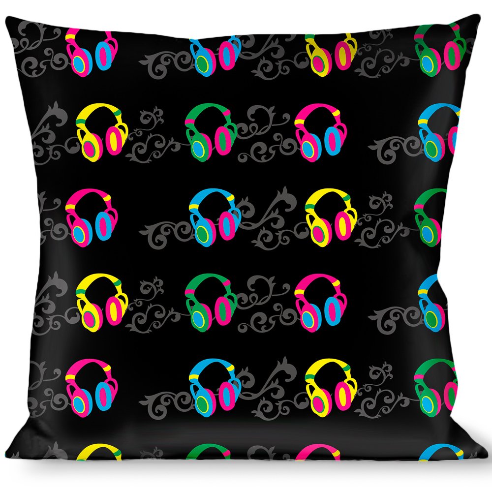Black and Gray Neon Decorative Throw Pillow with Curly Design - Perfect for Sofa, Bed, and Home Decor Accent