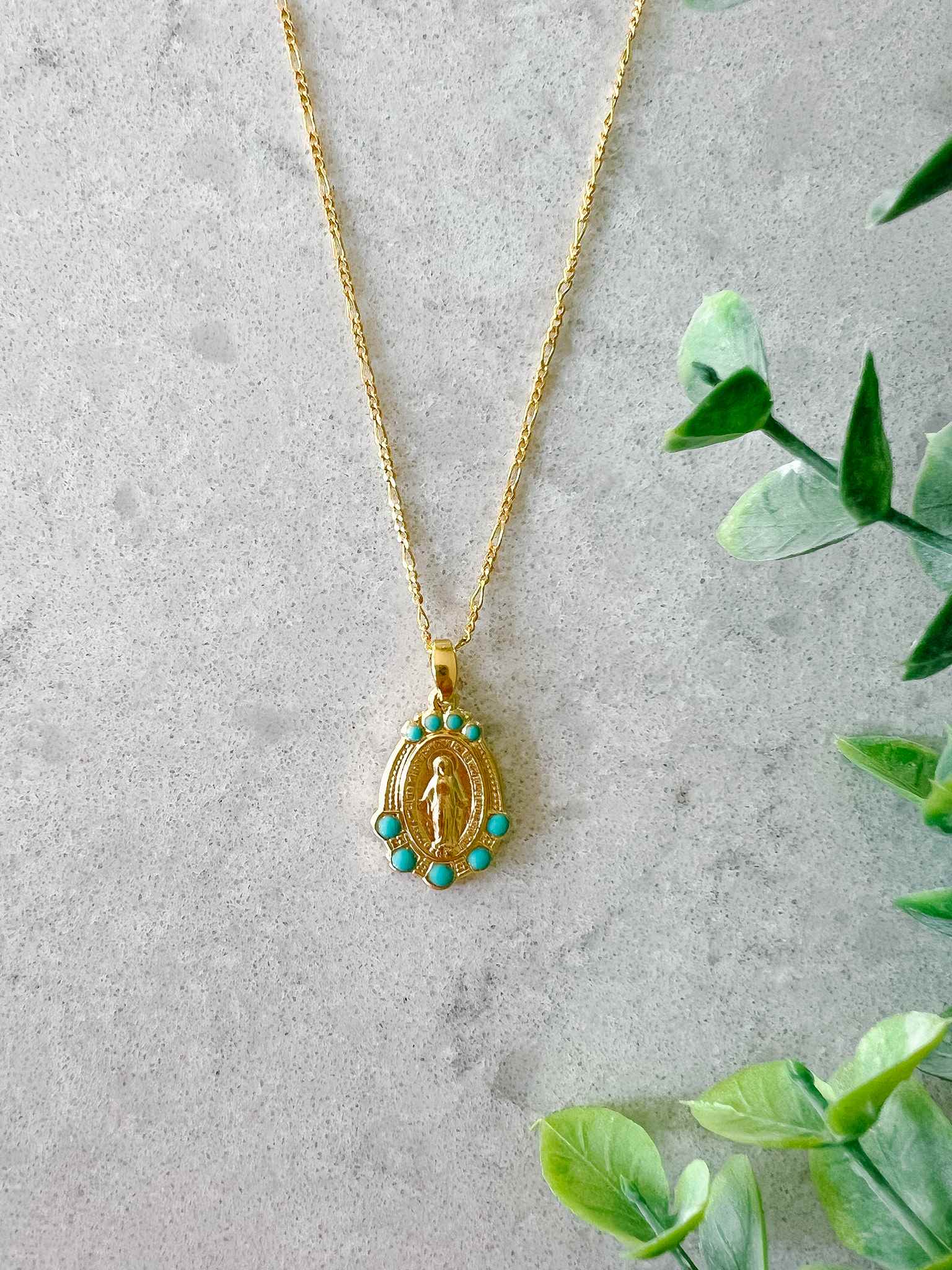 Mary Medallion Turquoise Pendant Necklace - Handcrafted Sterling Silver Jewelry for Women - Perfect for Gifts, Weddings & Everyday Elegance