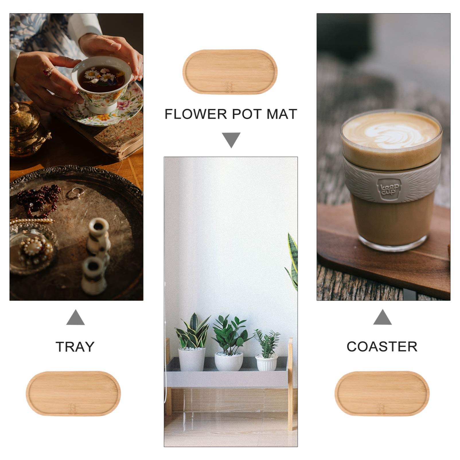 EXCEART 6-Piece DIY Mosaic Wooden Tray Set - Handmade Fillable Serving Trays, Coasters & Plant Pot Mats for Creative Crystal Crafts - Perfect for Home Decor, Gift Making & DIY Art Projects
