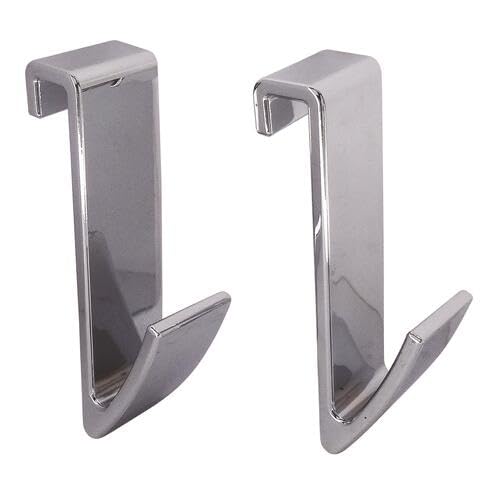 Somatherm SPC 2-Pack Stainless Steel Flat Tube Hooks - Chrome & Grey Finish | Perfect for Hanging Towels, Robes & Kitchen Utensils in Bathroom, Kitchen & Laundry Room