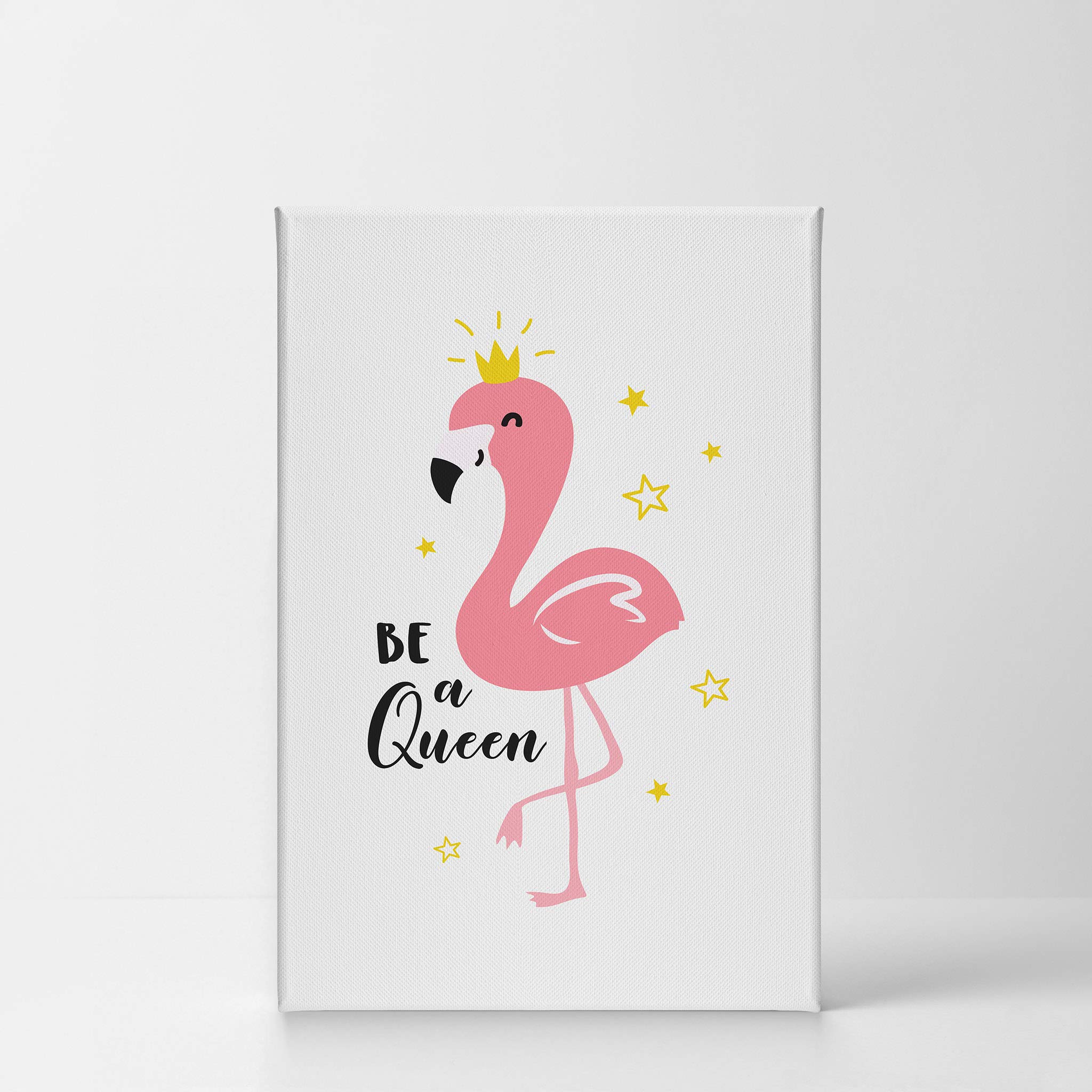 Be a Queen Quote Flamingo Wall Art - 22x15 Inch Canvas Print for Kids Room, Nursery & Baby Room Decor - Ready to Hang, Made in USA | Perfect for Girls' Bedroom, Playroom & Birthday Gifts