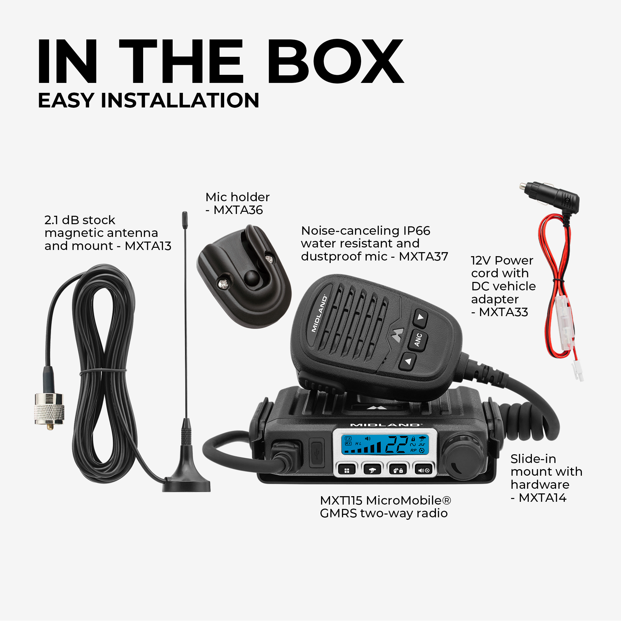 MXT115 MicroMobile GMRS 15 Watt Two-Way Radio - Long Range Walkie Talkie for Outdoor Adventures, Hunting & Emergency Communication