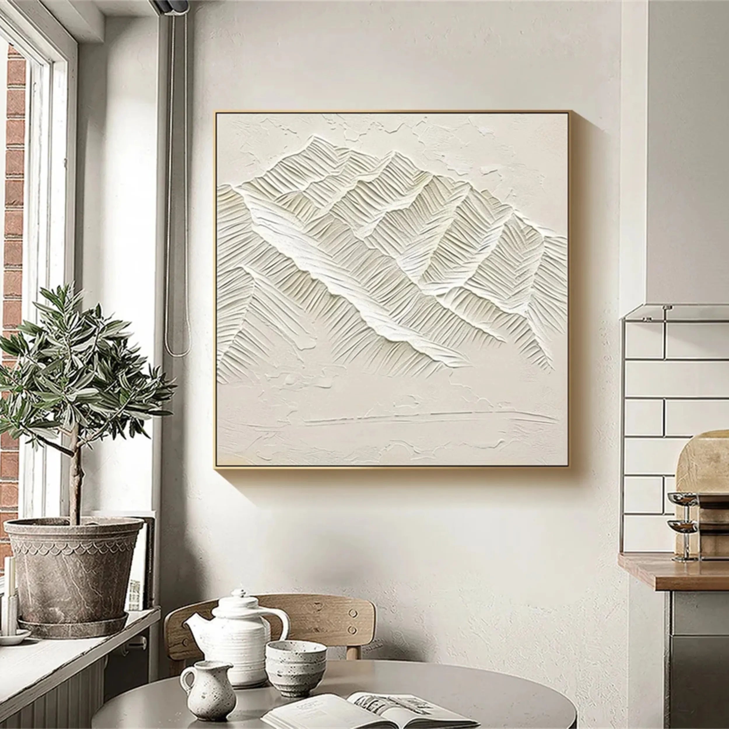 Minimalist Beige Textured Wall Art - Modern Abstract Canvas Painting for Living Room, Bedroom & Office Decor #MM262